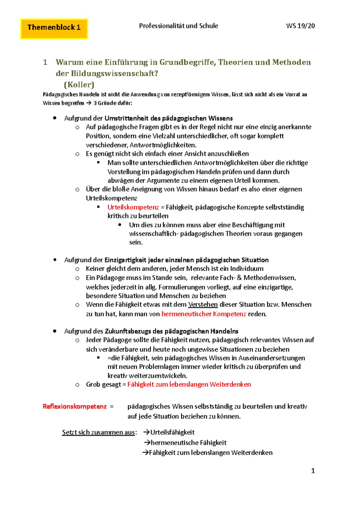 Pädagogik STEOP - 1 Warum eine Einführung in Grundbegriffe, Theorien ...
