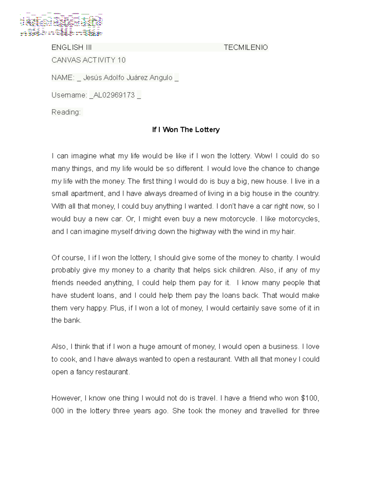 Canvas Activity 10 - espero sea util - ENGLISH III TECMILENIO CANVAS ...