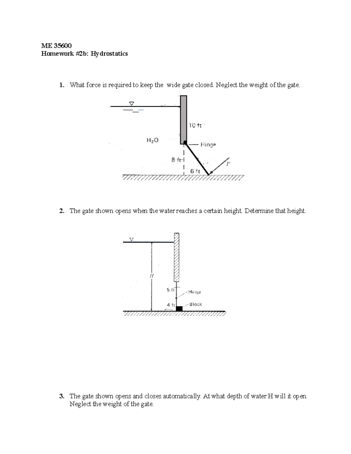 ME 35600 Assignemnt #2b- Hydrostatics - ME 35600 Homework #2b ...