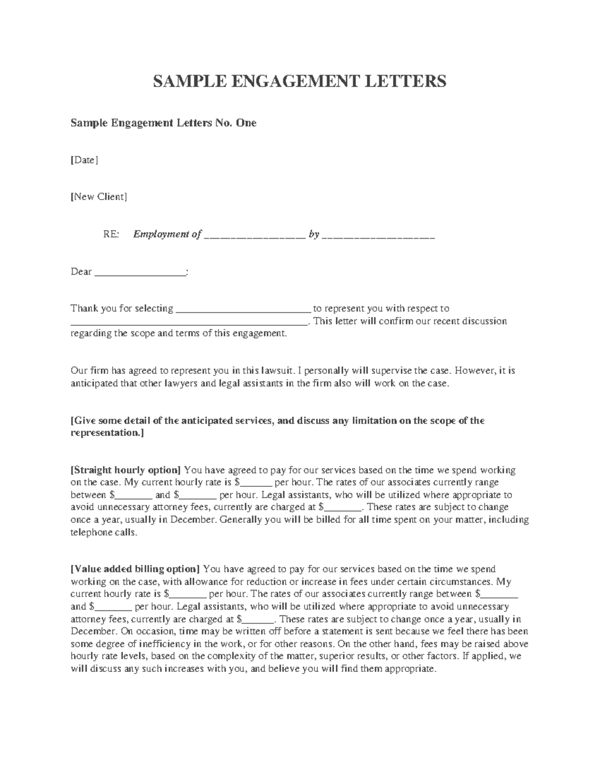 Sample engagement letters sample 1 - SAMPLE ENGAGEMENT LETTERS Sample ...