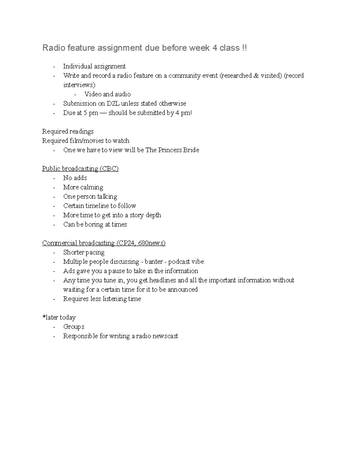 What is radio news writing - Radio feature assignment due before week 4 ...