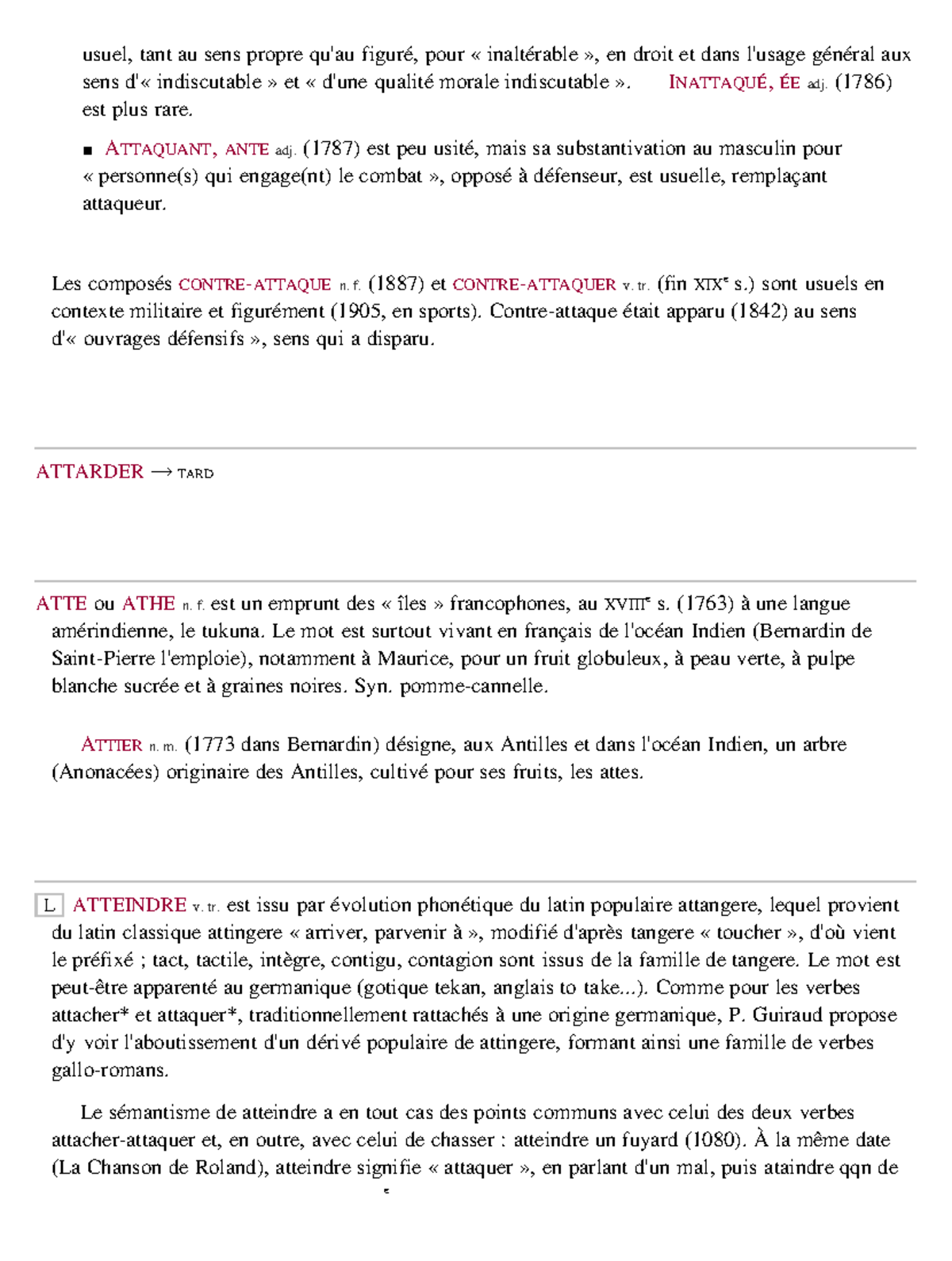Le lexique de la lettre A 598 usuel, tant au sens propre qu'au