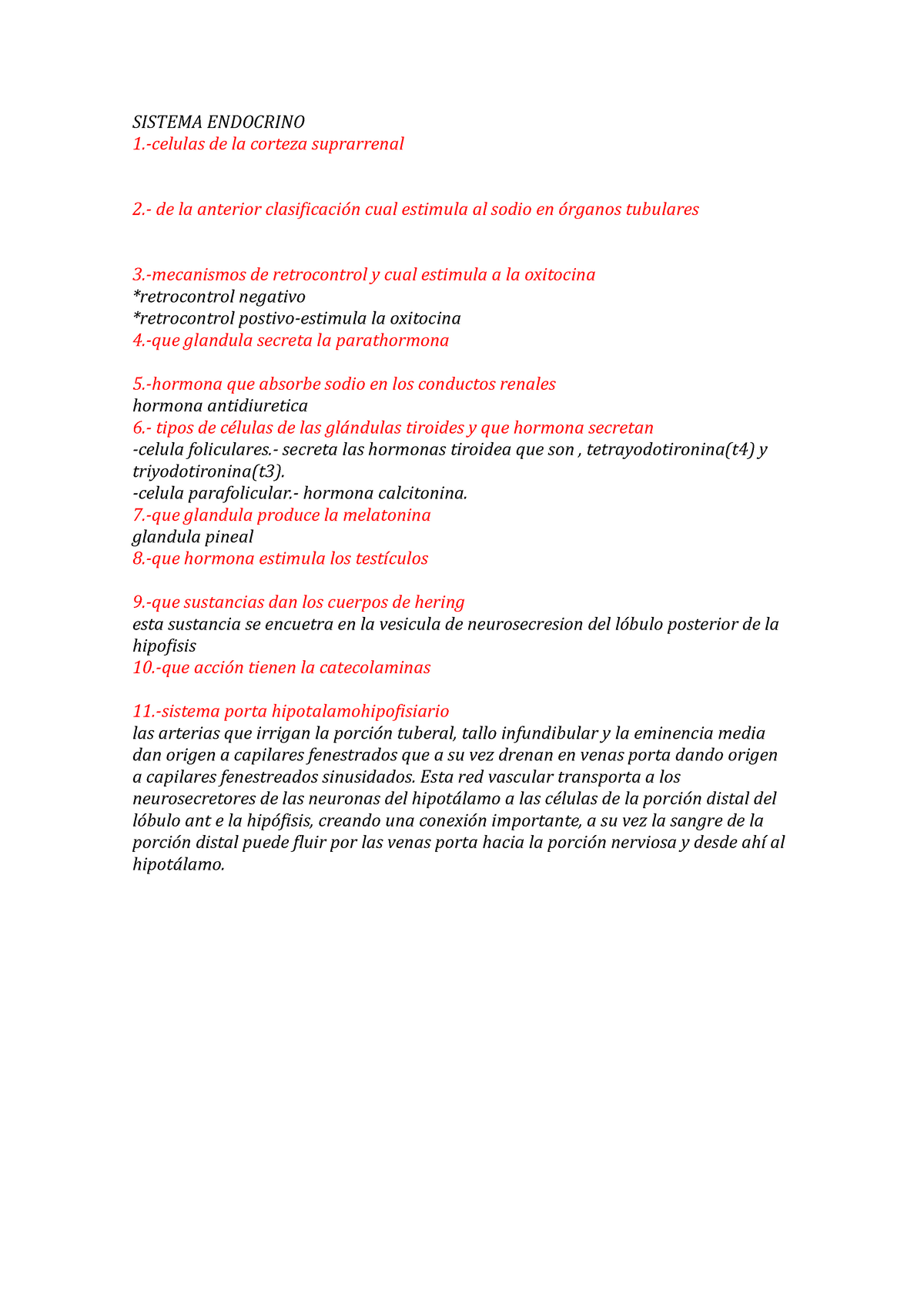 Sistema Endocrino Cuestionario SISTEMA ENDOCRINO Celulas De La Corteza Suprarrenal De