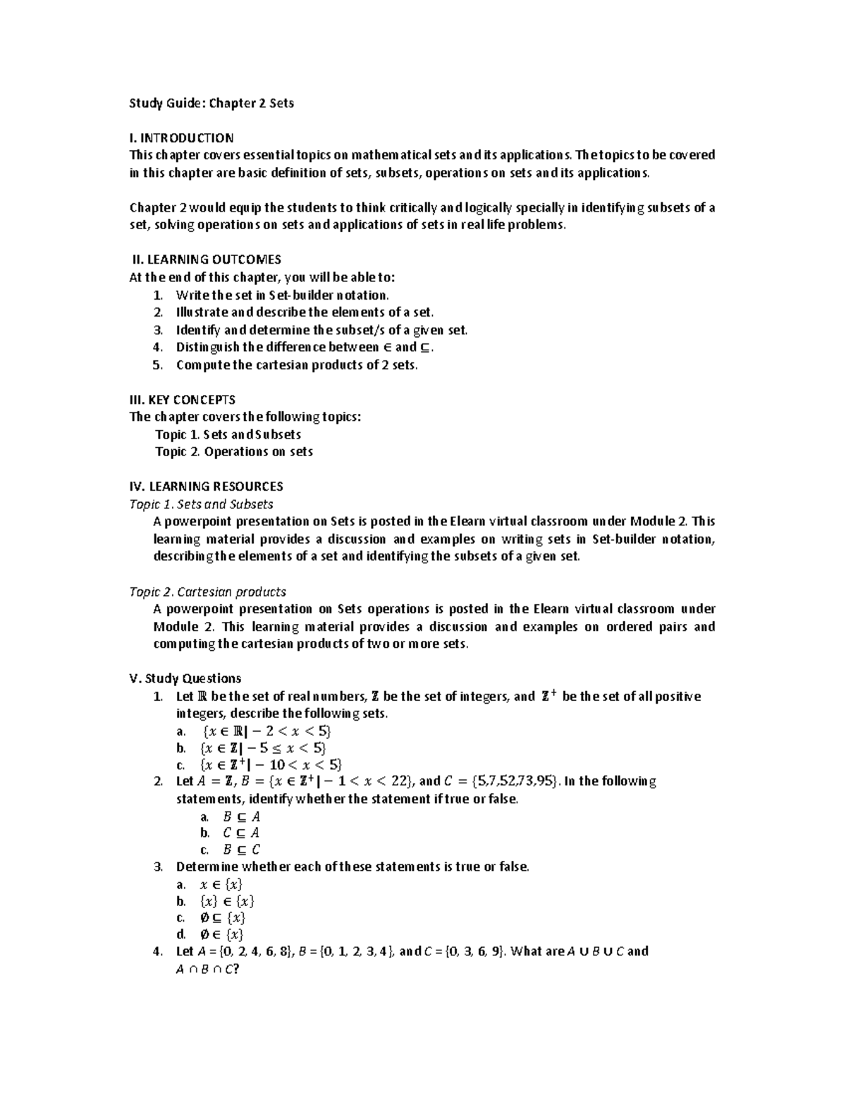 Chapter 2 - Study Guide 34a406cb305fddd3f61aadbdf 009c61a - Study Guide ...
