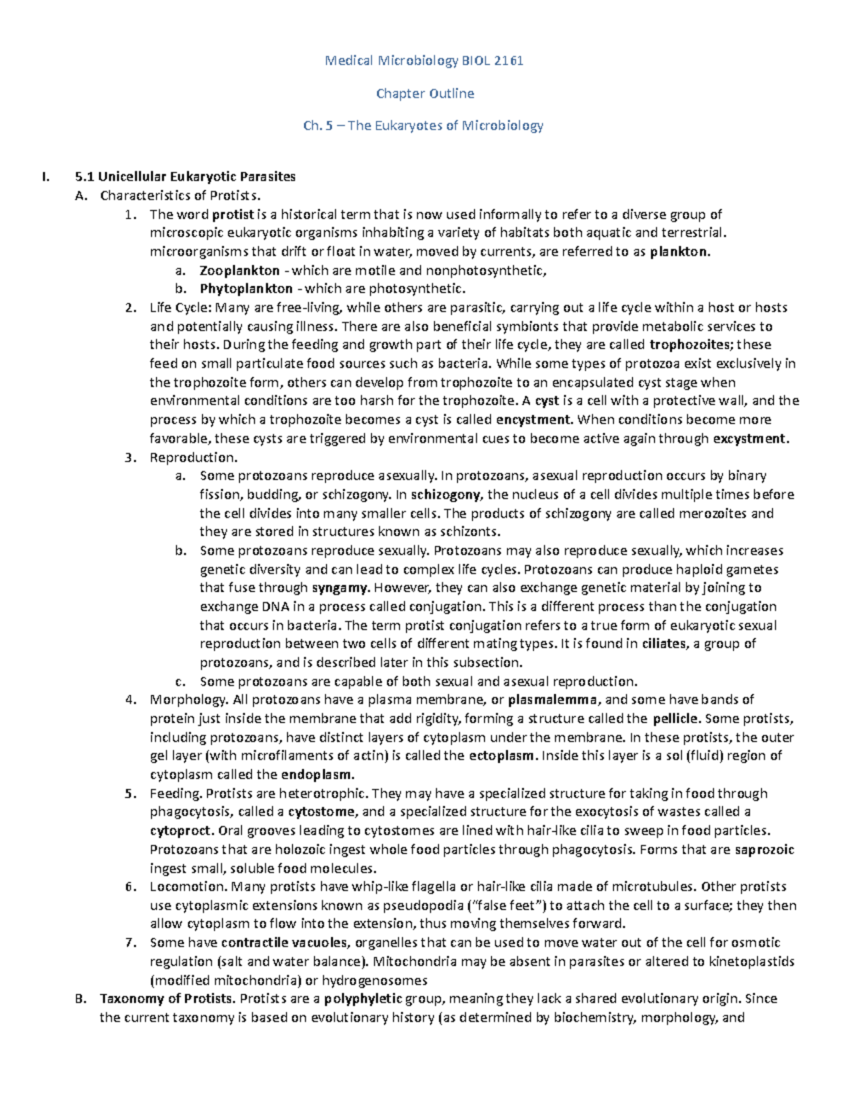 Ch. 5 - The Eukaryotes of Microbiology Chapter Outline - Medical ...