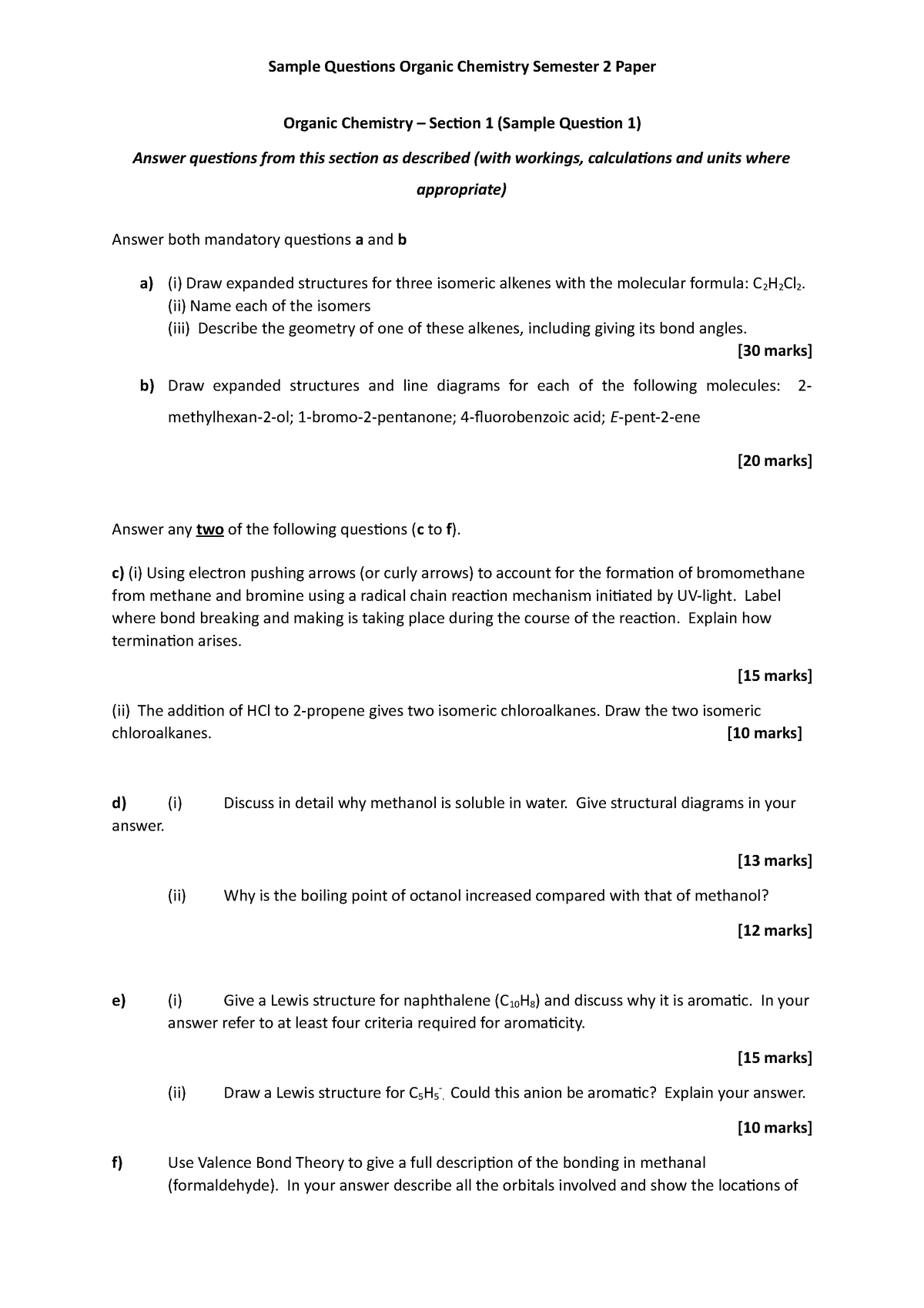 term paper topics for organic chemistry