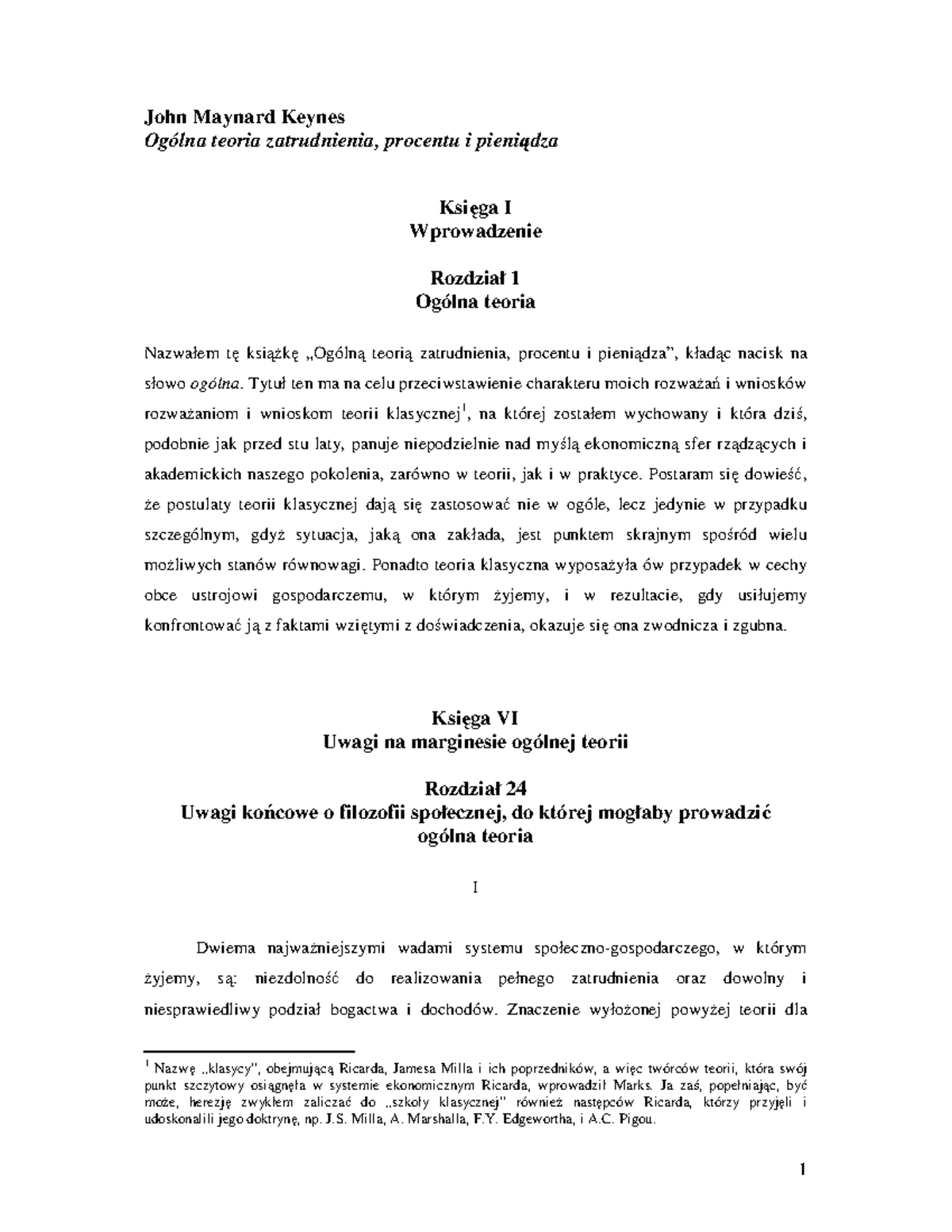 Keynes Ogólna Teoria Zatrudnienia Procentu I Pieniądza Pdf
