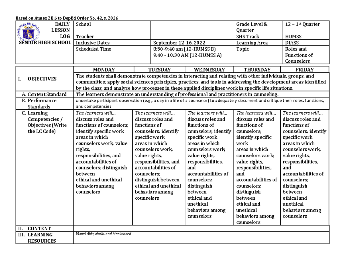 Diass-SEPT 12-16 2022 - Social Science - Based on Annex 2B to DepEd ...