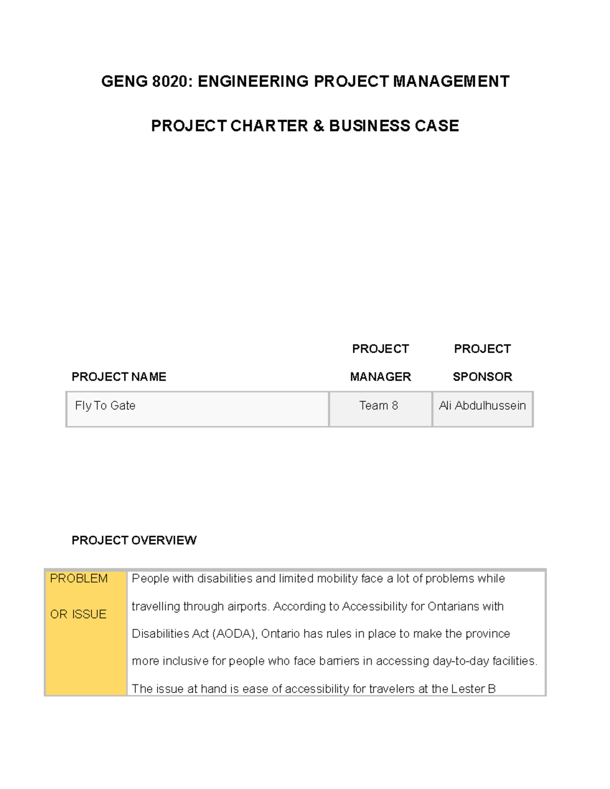 Project Charter & Business Case Team8 - STEN4000 - U Of W - Studocu