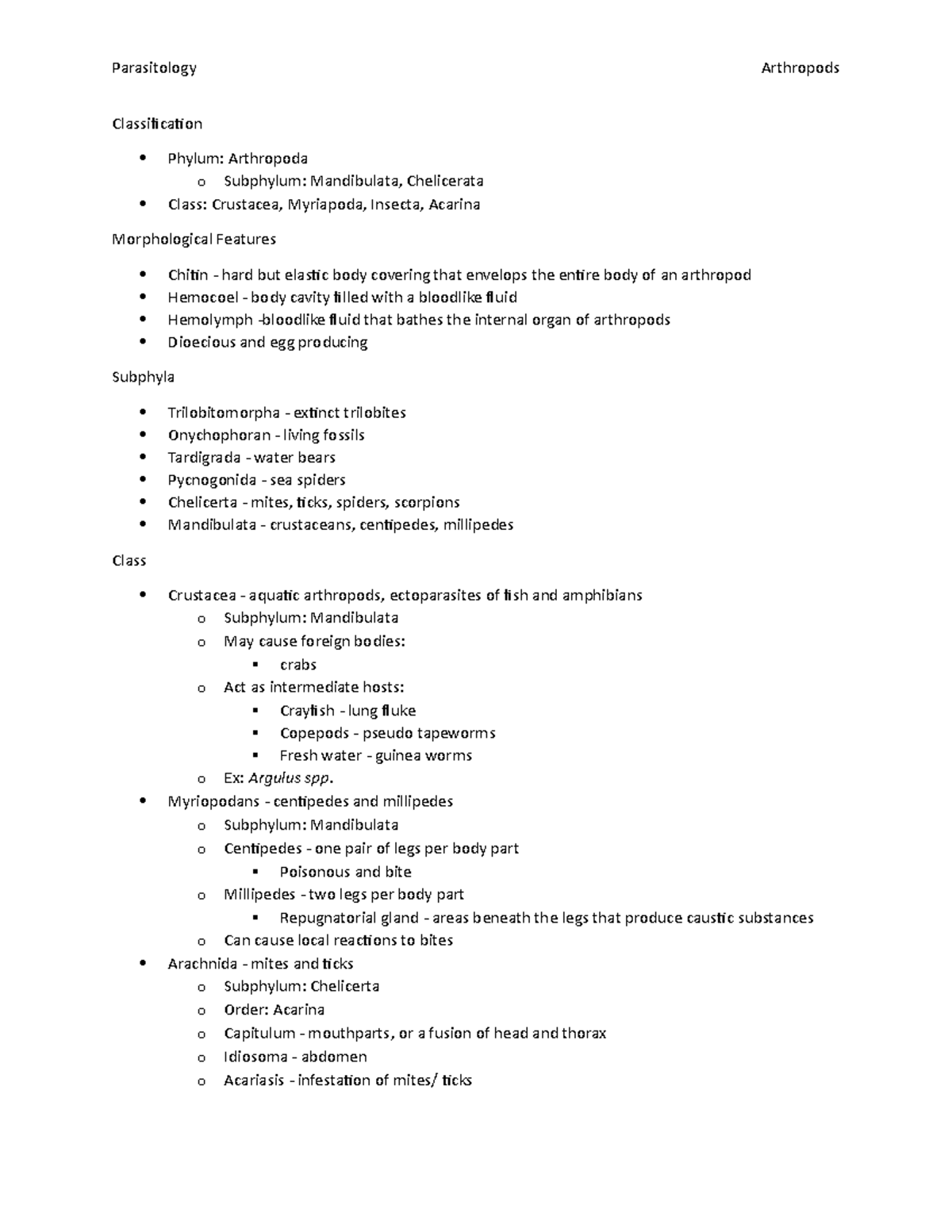 Arthropods - Classification Phylum: Arthropoda o Subphylum: Mandibulata ...