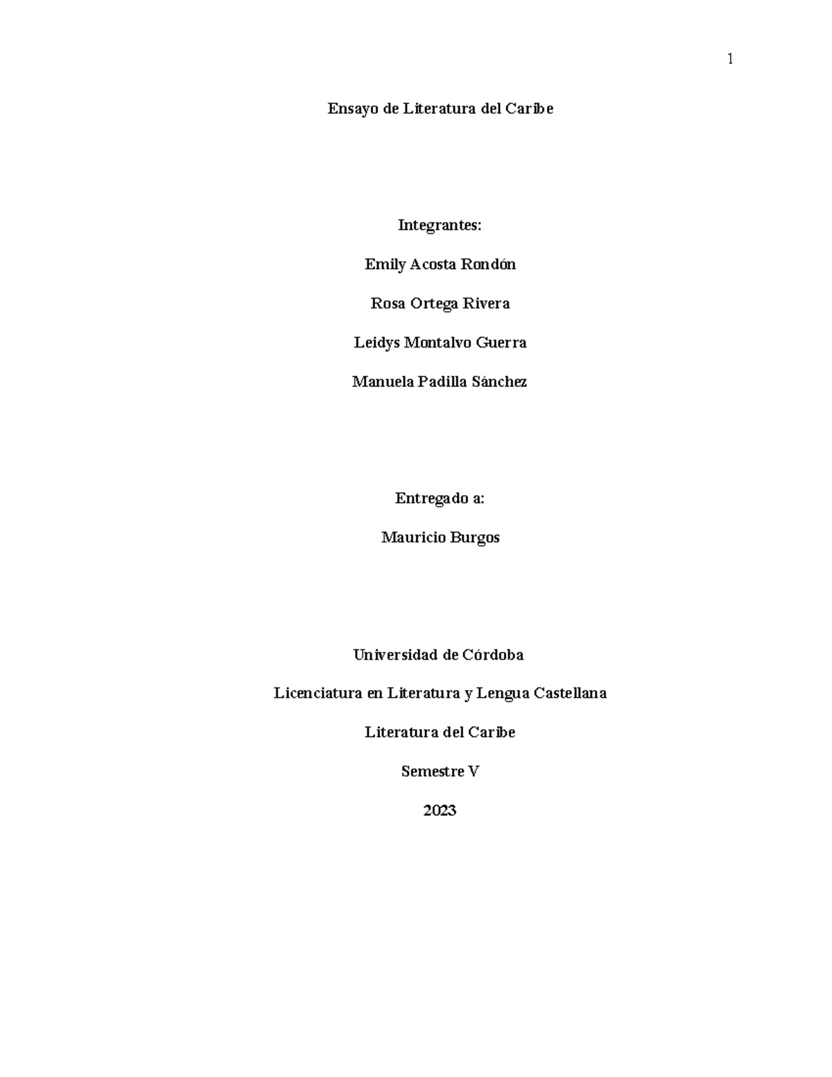 Ensayo DE Literatura DEL Caribe - Ensayo de Literatura del Caribe ...