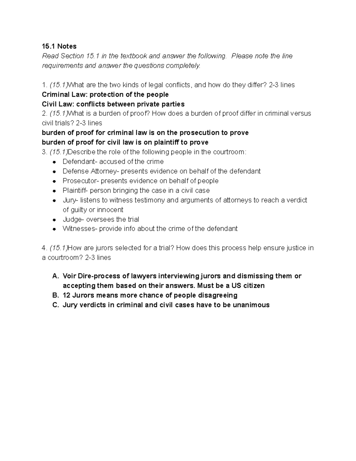 Adriana Quinzi - 15.1 Notes - 15 Notes Read Section 15 in the textbook ...