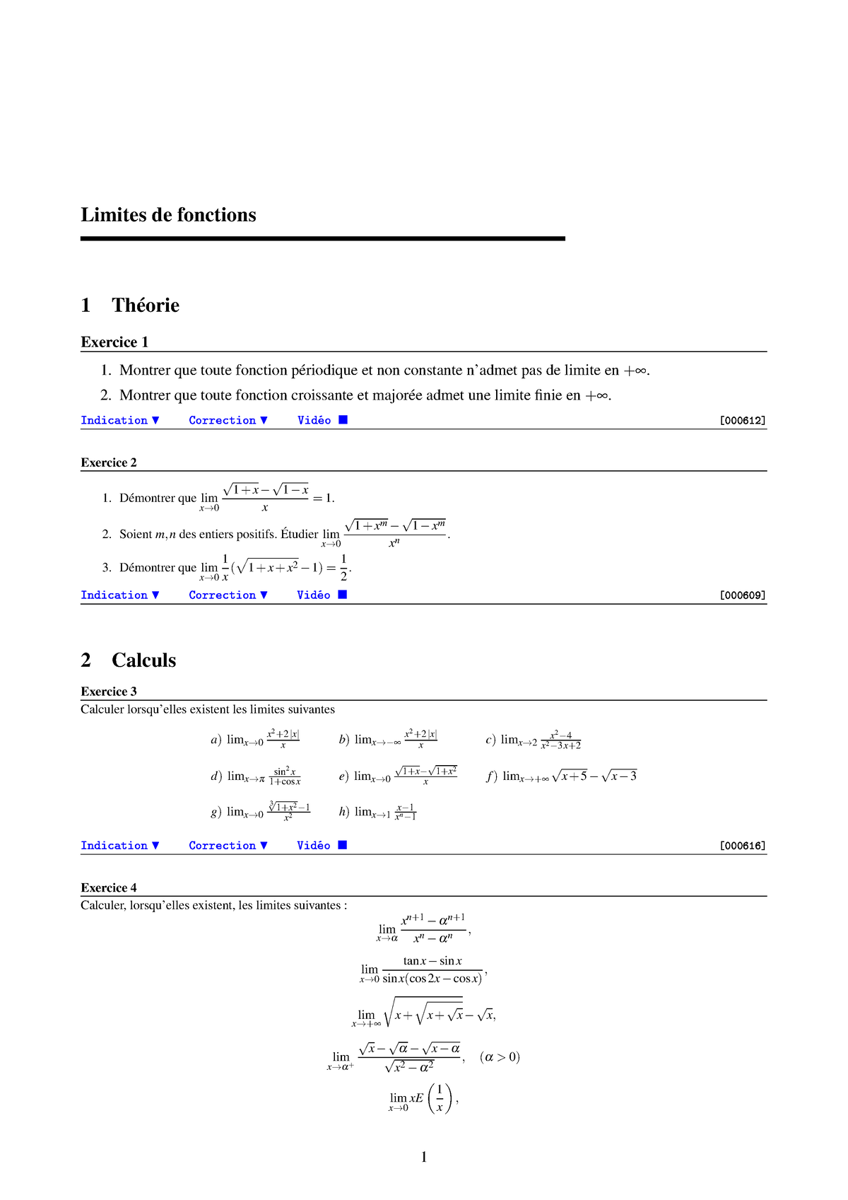 Exercices Limites De Fonctions Exo Limites De Fonctions Th Orie