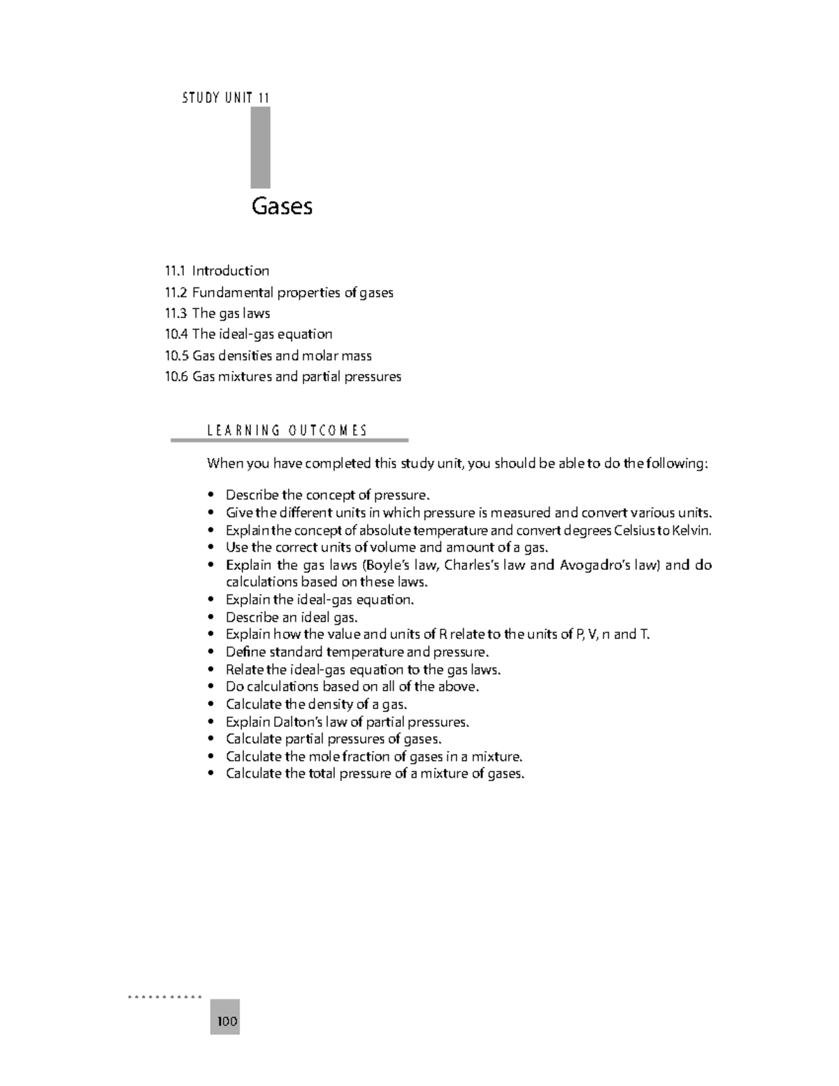 Gases - CHE1501 - ........... 100 11 S T U D Y U N I T 11 11 Gases 11 ...