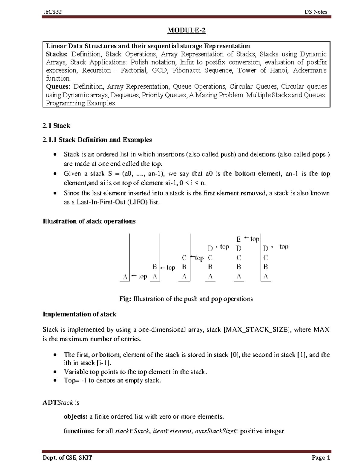 Module-2 DS Notes - MODULE- Linear Data Structures and their sequential ...