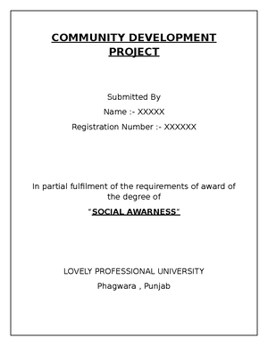 CDP report sample - Community development - LPU - Studocu