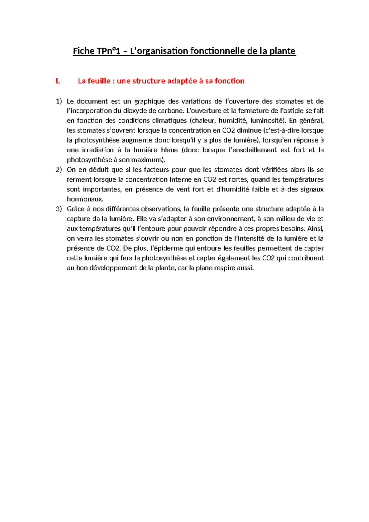 Fiche TPn°1 – L’organisation fonctionnelle de la plante - La feuille ...