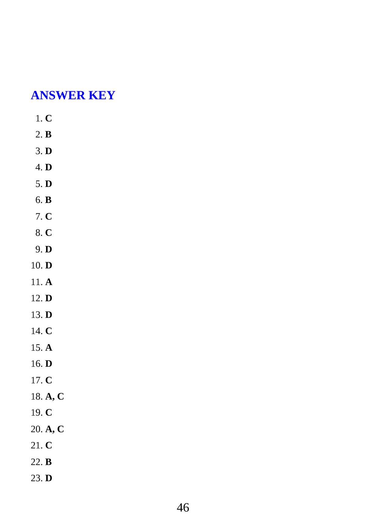 Answers For Him - ANSWER KEY 1. C 2. B 3. D 4. D 5. D 6. B 7. C 8. C 9 ...