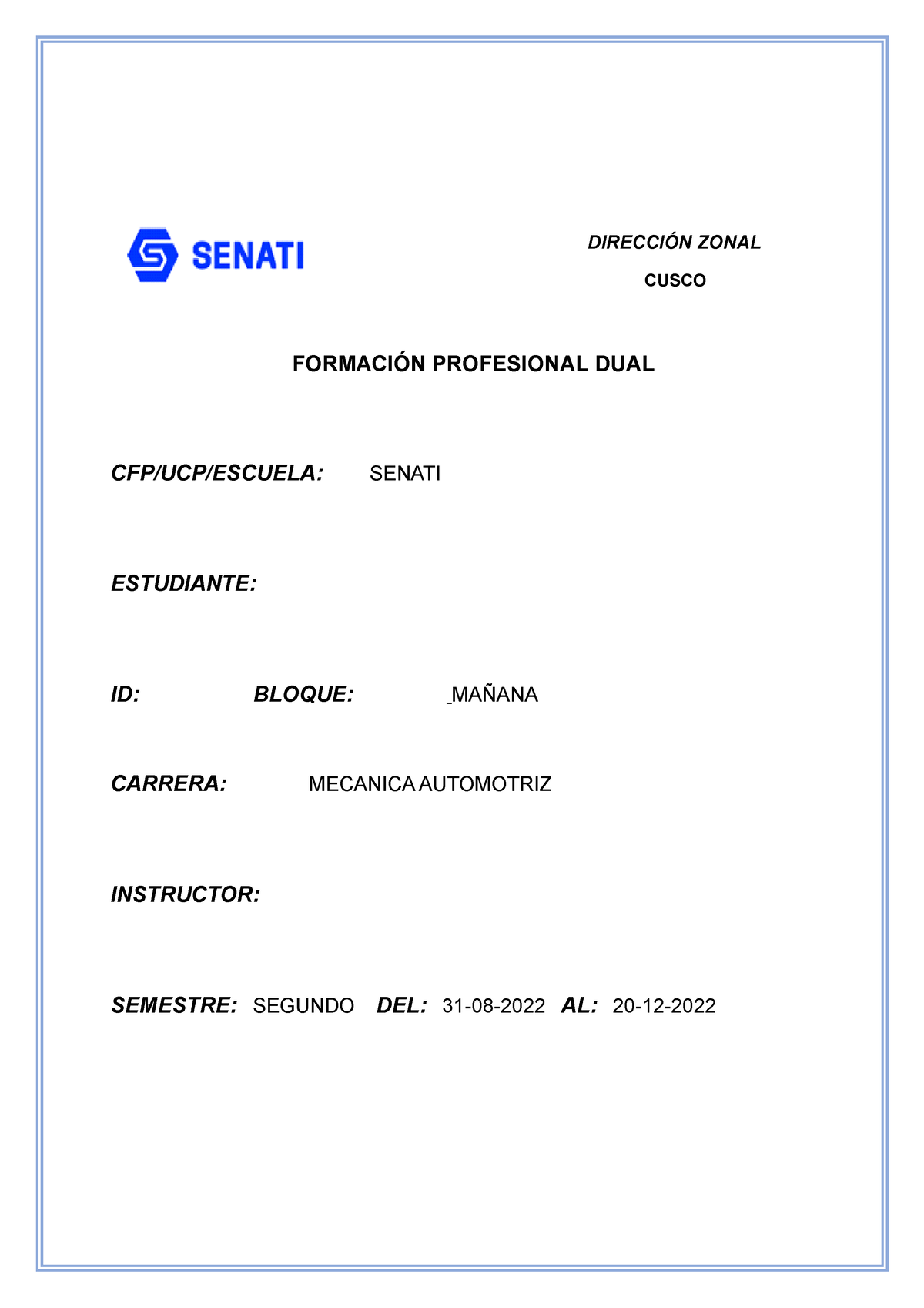 Cuaderno De Informe 04 FormaciÓn Profesional Dual Cfp Ucp Escuela