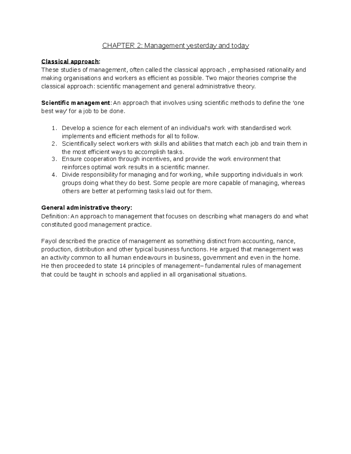 EL Final EXAM Notes - CHAPTER 2: Management yesterday and today ...