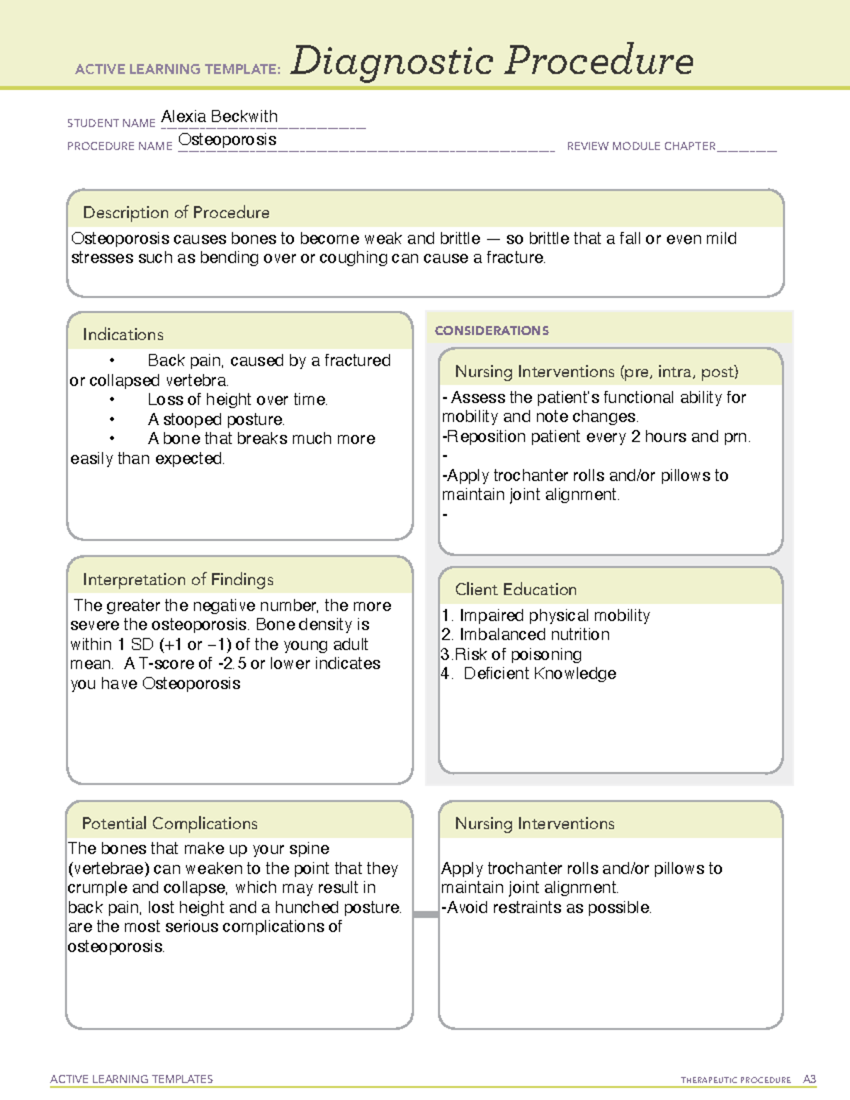 Diagnostic Procedures ACTIVE LEARNING TEMPLATES THERAPEUTIC PROCEDURE