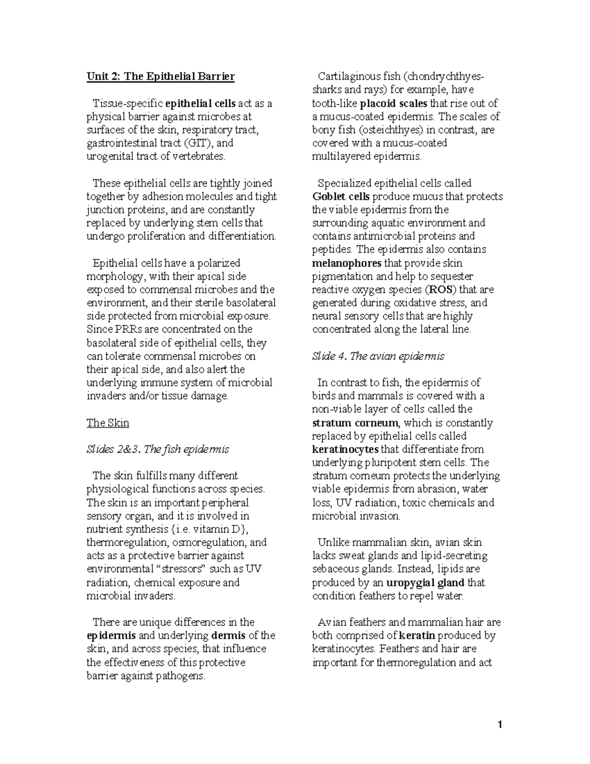 2Physical barriers at the hostmicrobial interfacenotes Unit 2 The