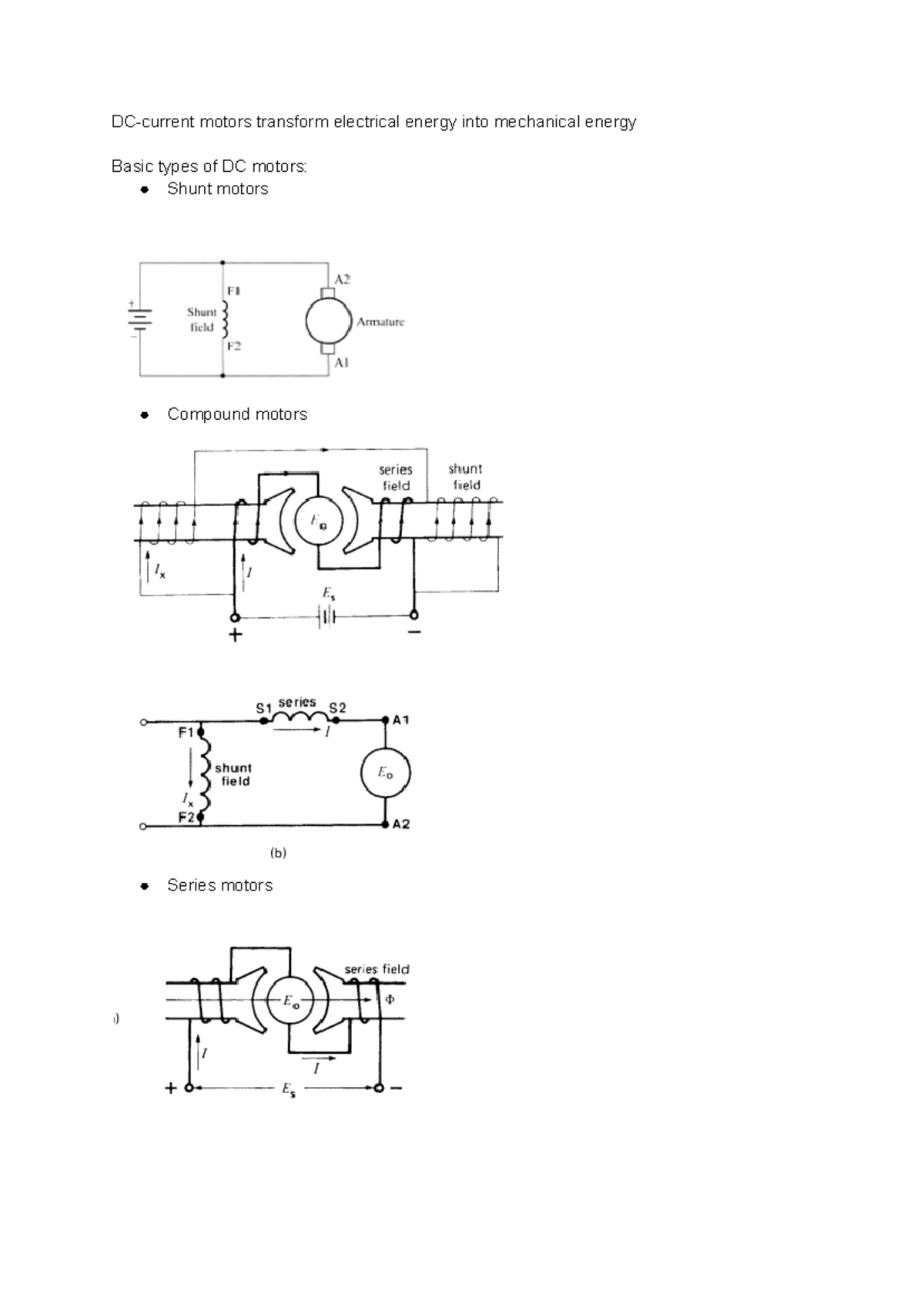 Class Material Week 1 - DC-current motors transform electrical energy ...