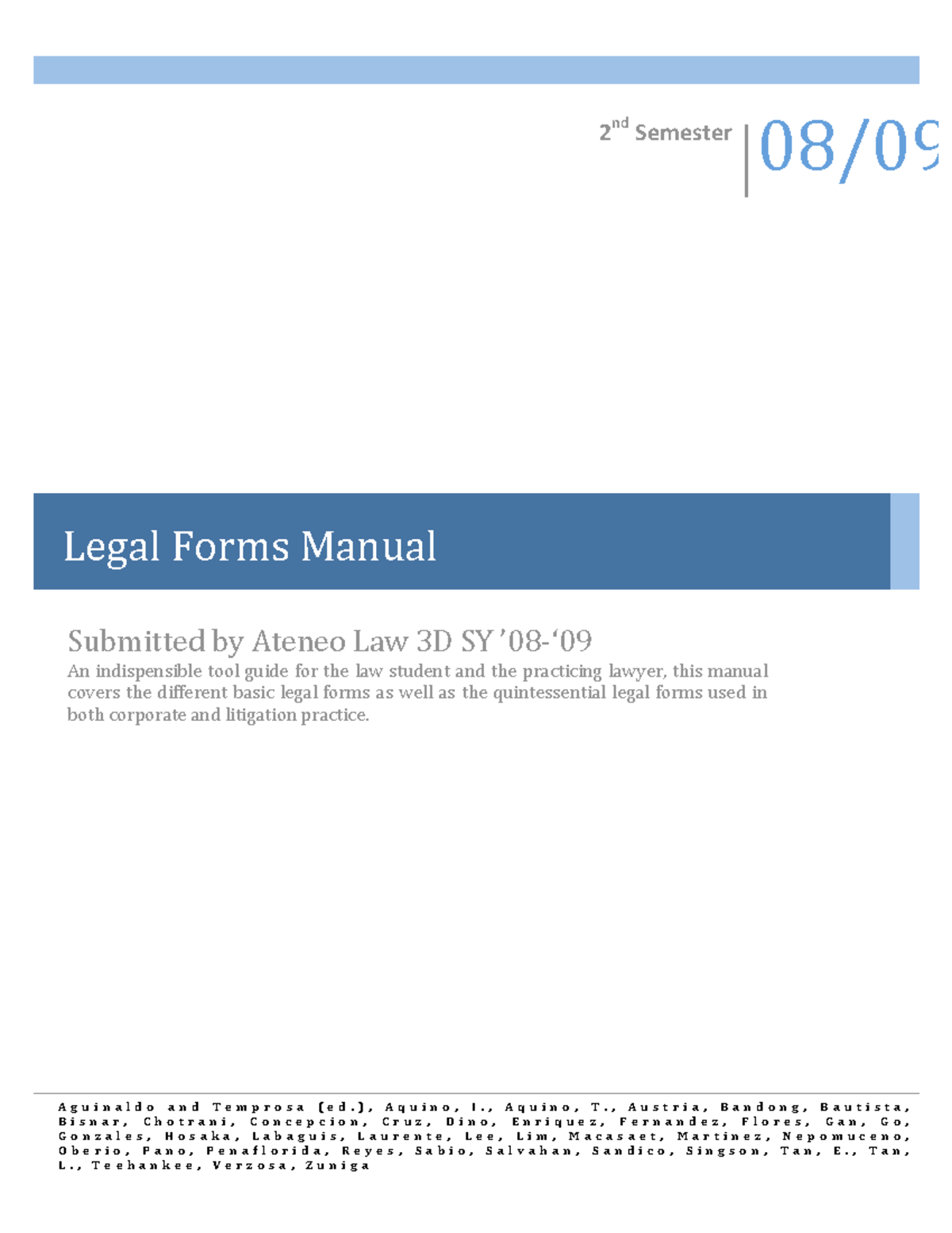 Legal Forms Manual Ateneo Law School - A g u i n a l d o a n d T e m p ...