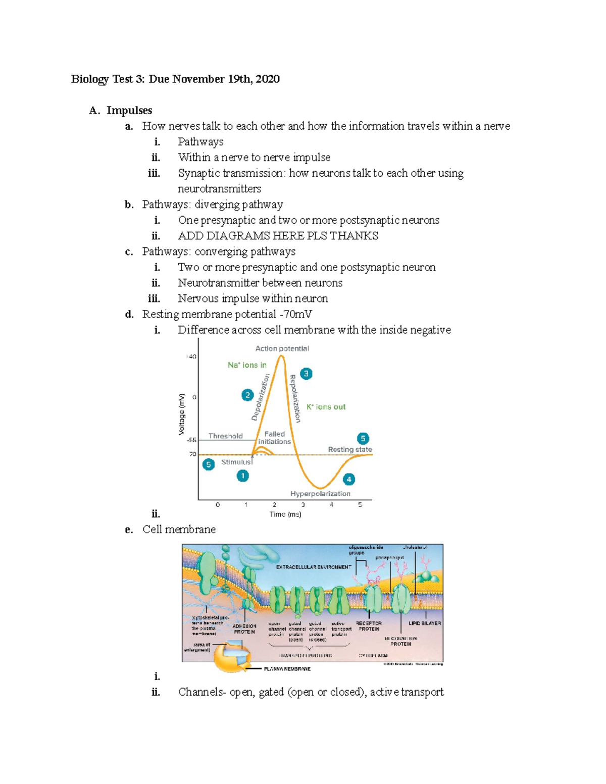Bio Test 3 - this is the outline of the course material for the test ...