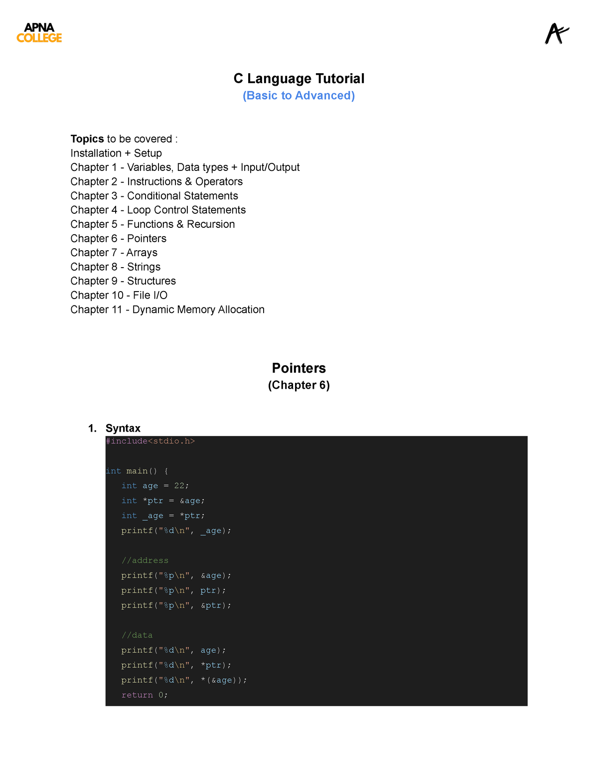 Chapter 6 Code - Good - C Language Tutorial (Basic To Advanced) Topics ...