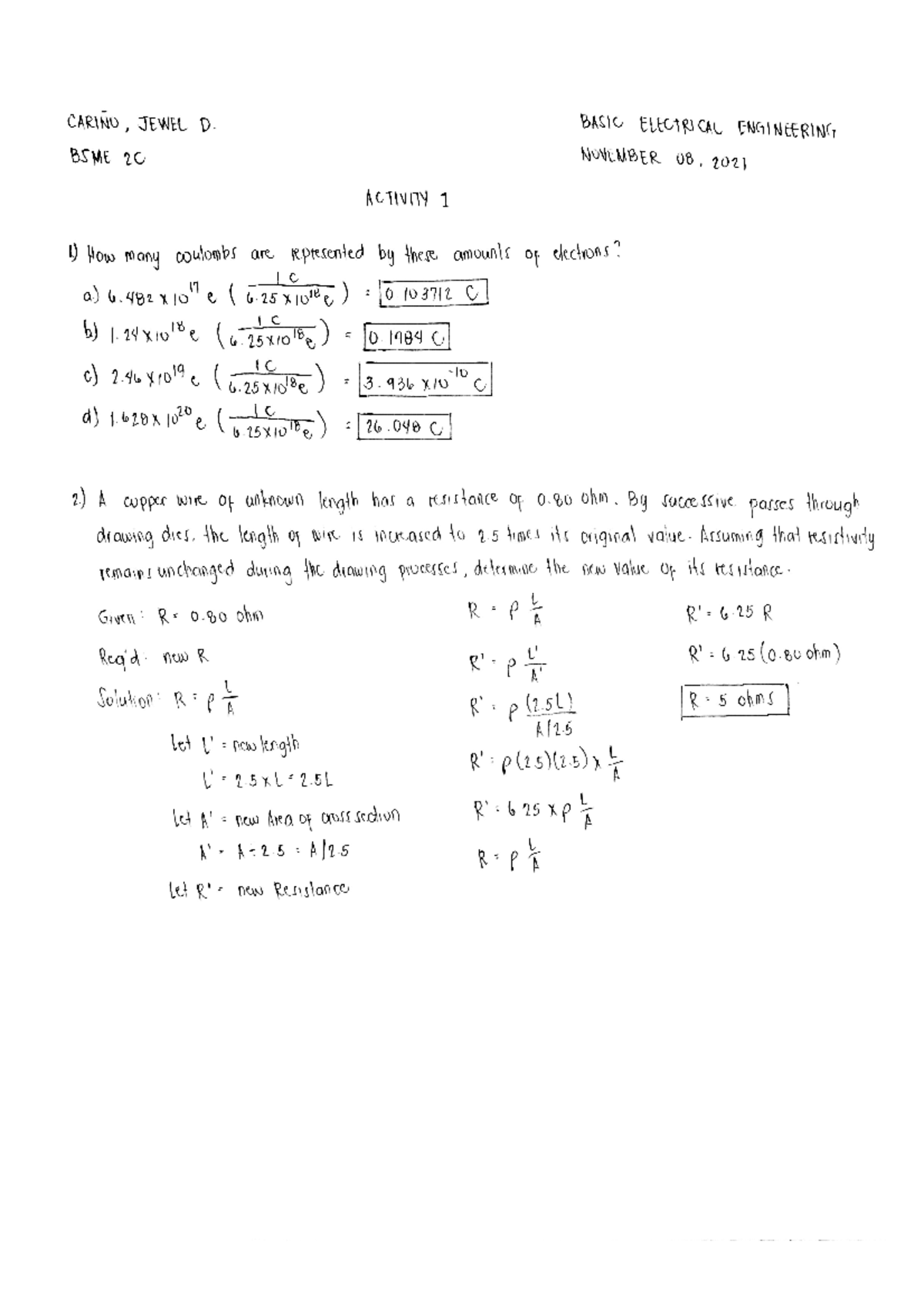 ACT 1 BEE - ACTIVITY - Electrical Engineering - PangSU - Studocu