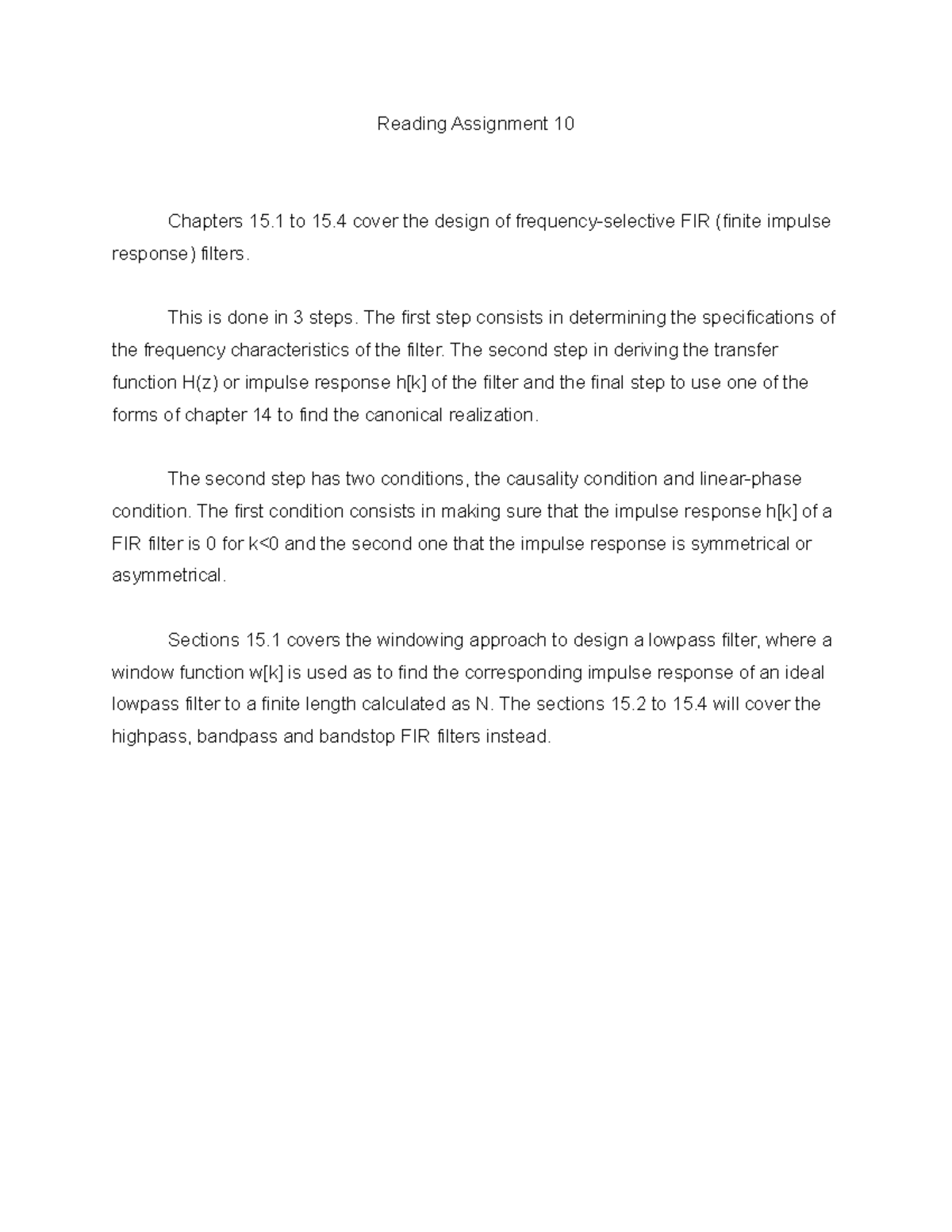 Reading Assignement Number 10 - Reading Assignment 10 Chapters 15 to 15 ...