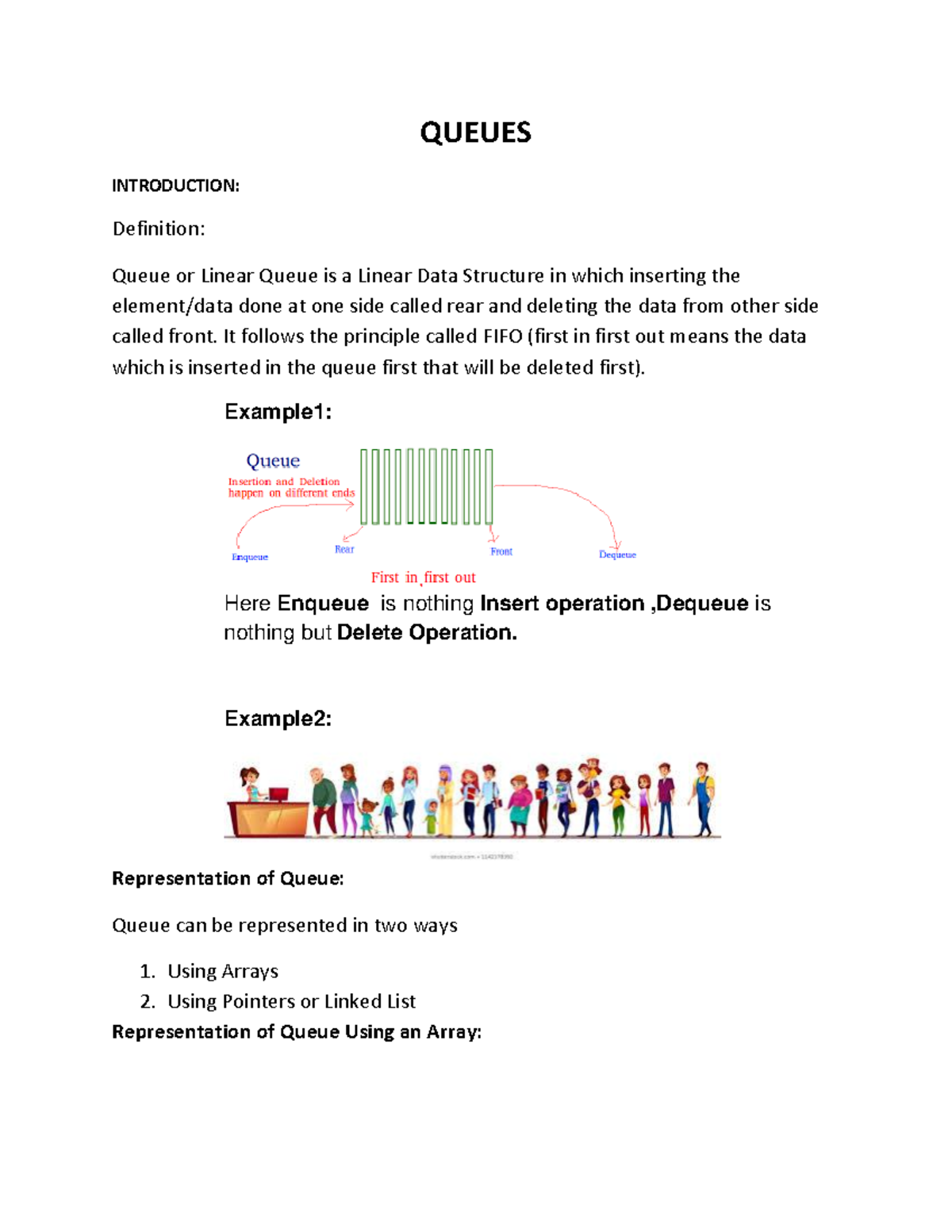 Chapter-3 - good - QUEUES INTRODUCTION: Definition: Queue or Linear ...