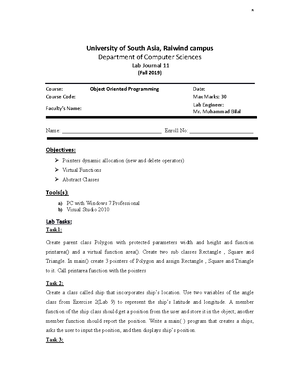 Object Oriented Programming Lab 9 - Warning: TT: undefined function: 32 ...