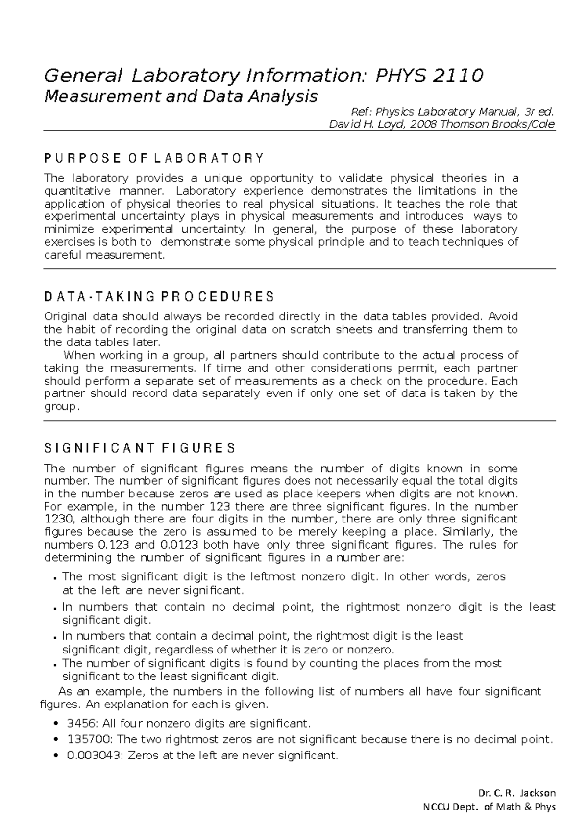 Lab 00 Measurement and Data Analysis Guide - General Laboratory ...