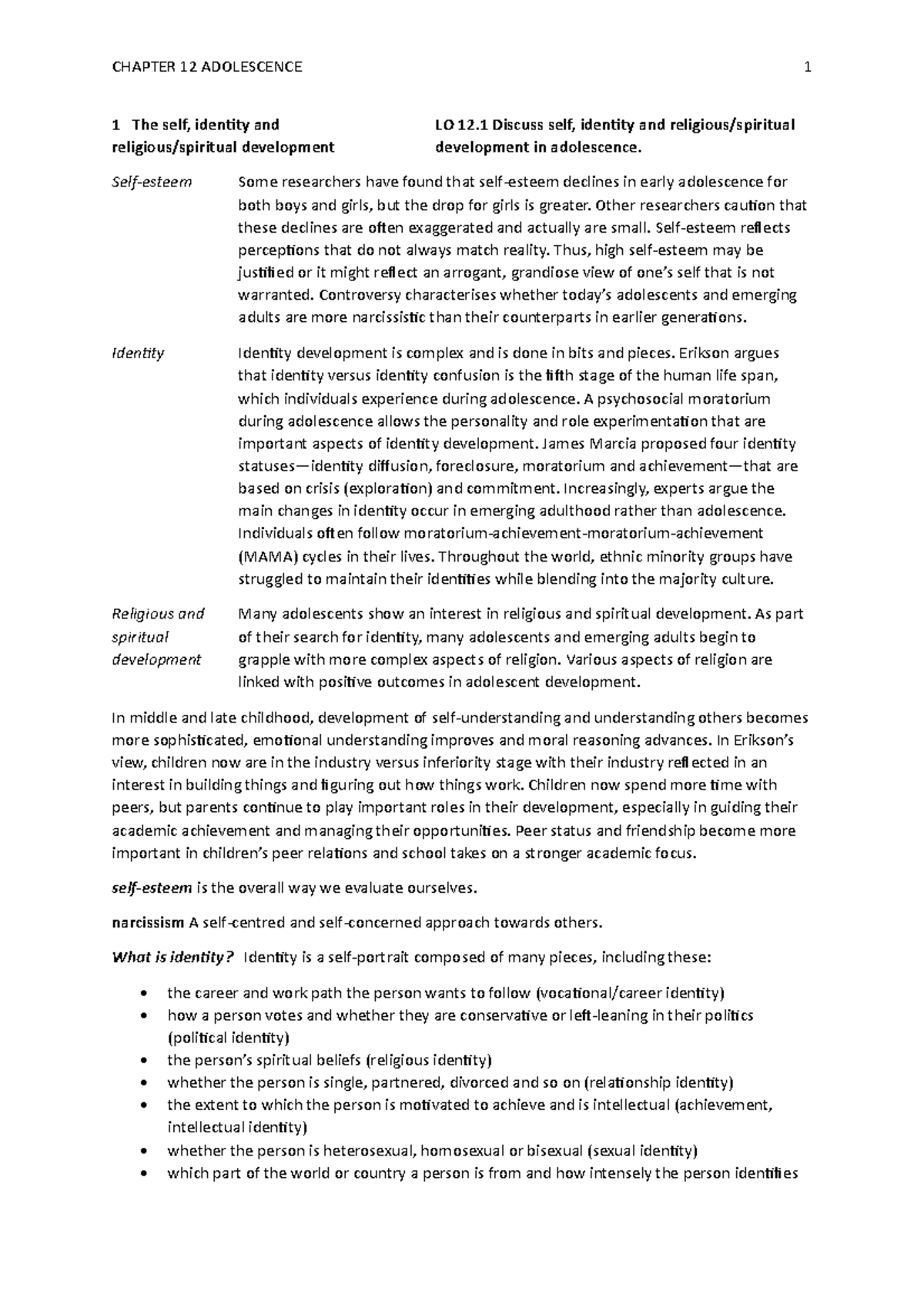 Chapter 12 - Summary A Topical Approach to Life-Span Development - 1 ...