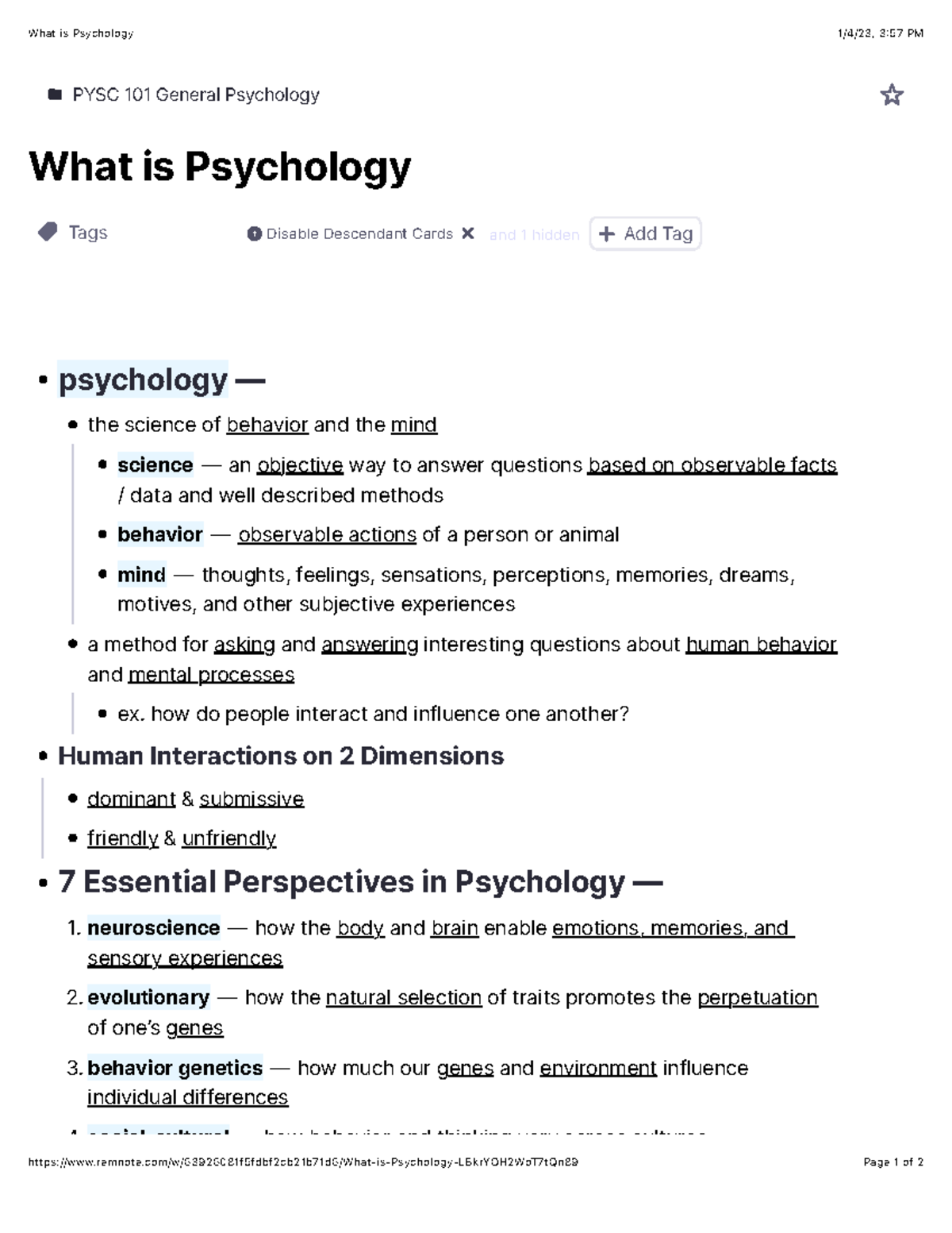 PSYC 101 Notes - What is Psychology - What is Psychology 1/4/23, 3:57 ...