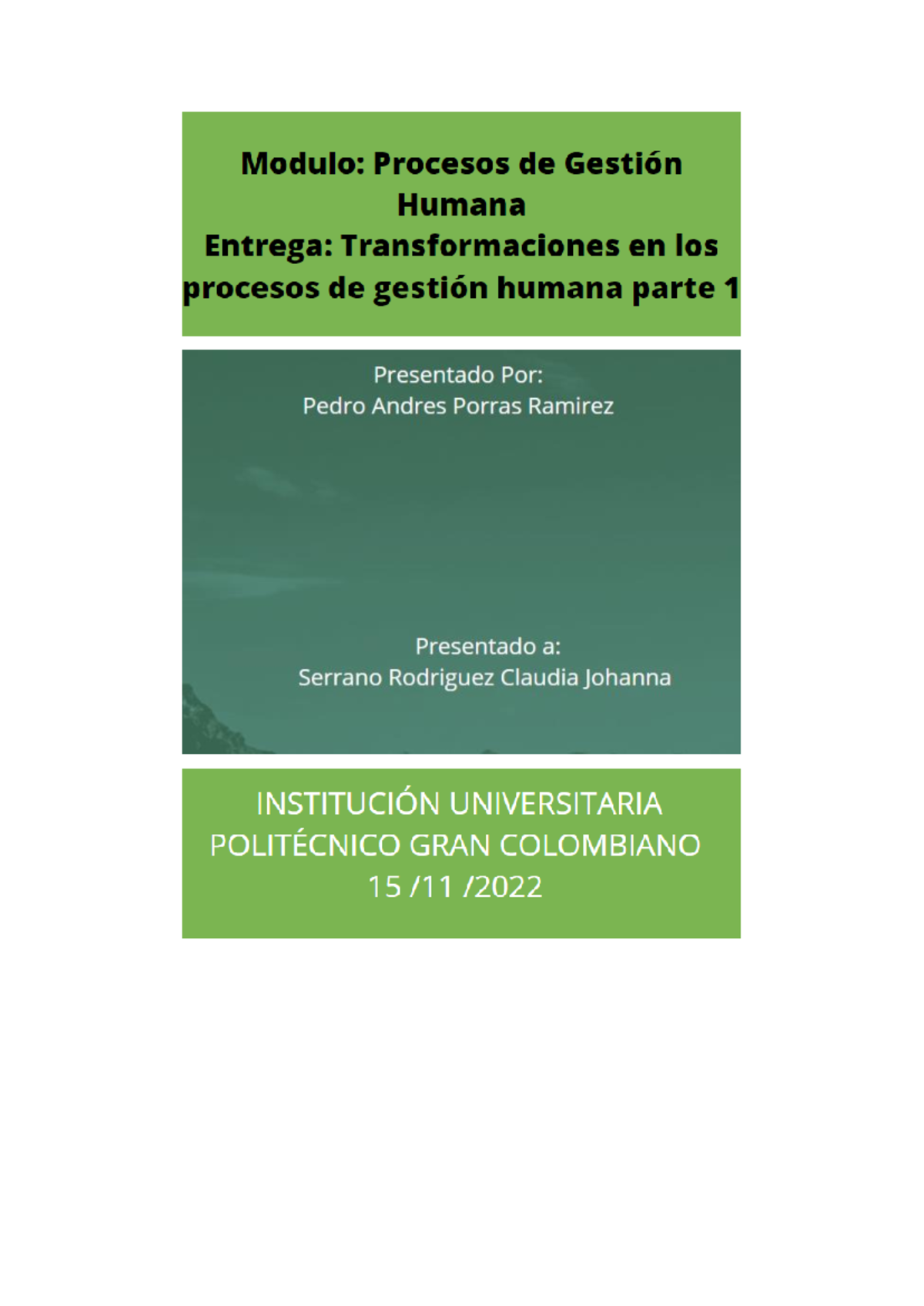 Entrega Gestion Humana - Modulo: Procesos de Gestión Humana Entrega ...