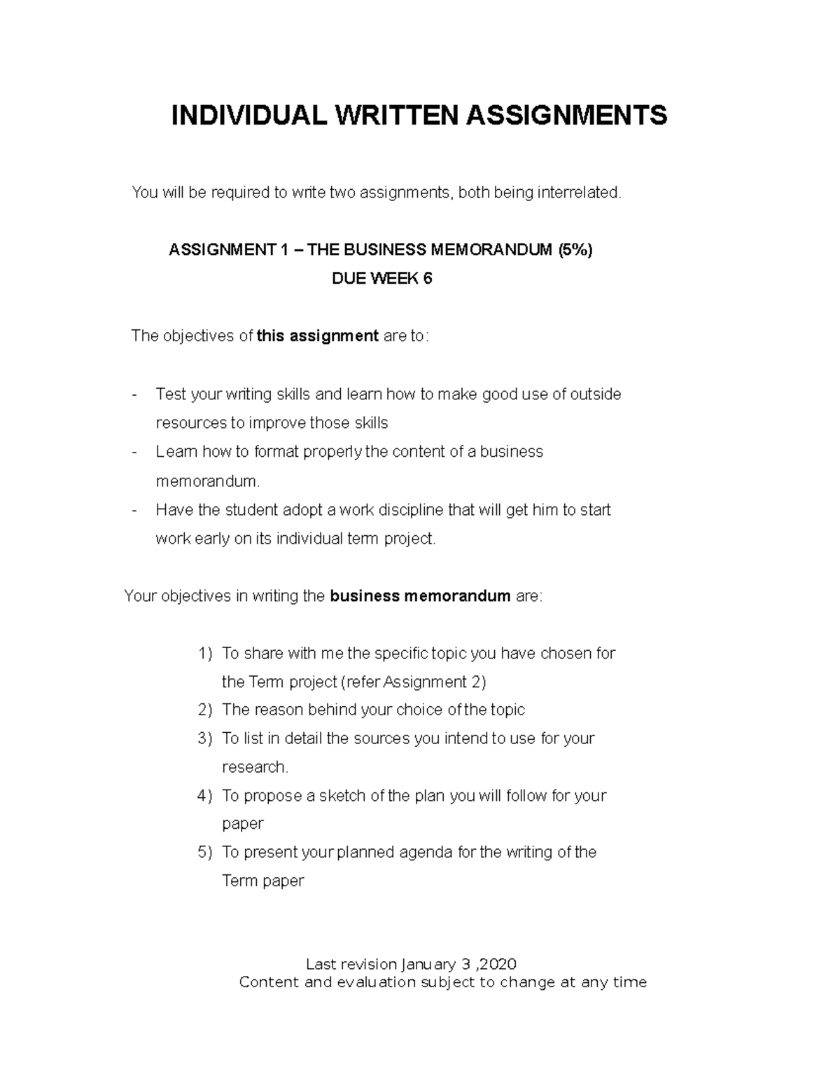 2 - Individual Written Assignments Instructions - INDIVIDUAL WRITTEN ...