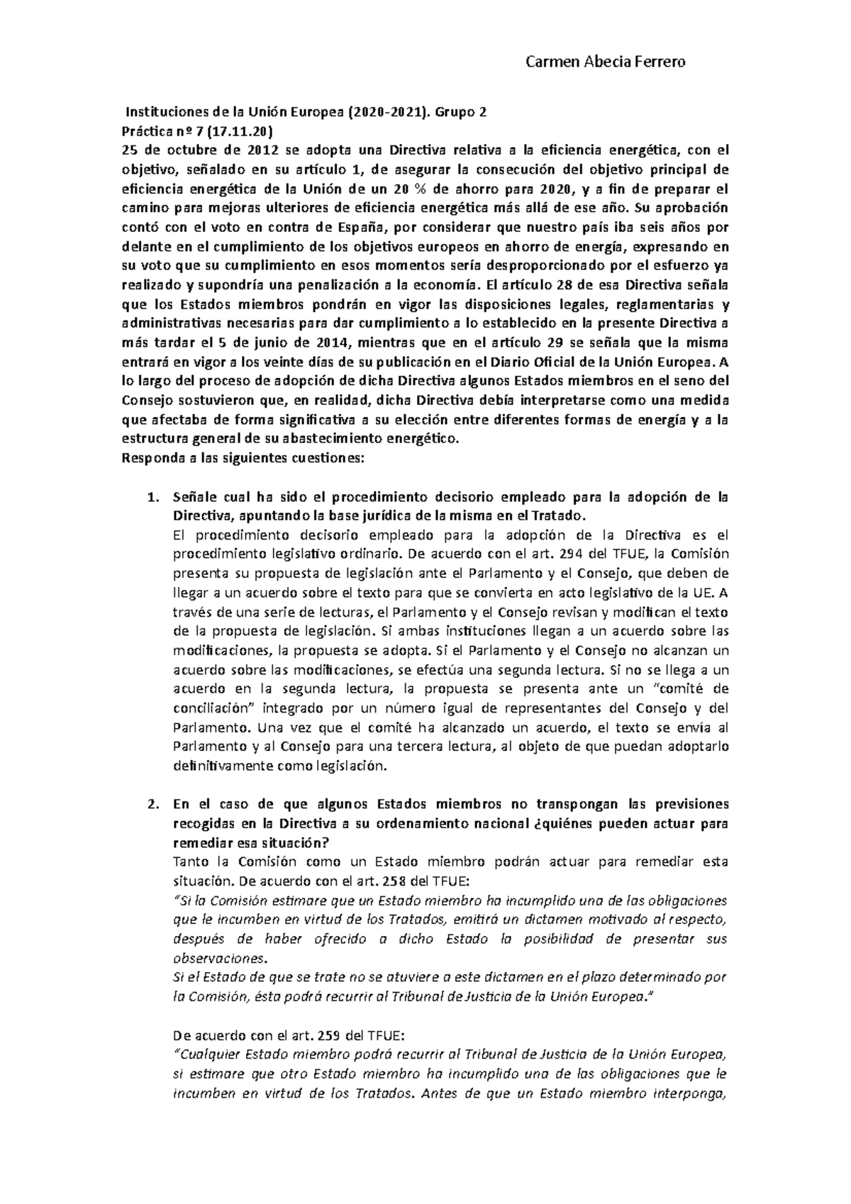 Instituciones de la Unión Europea practica 7 - Carmen Abecia Ferrero ...