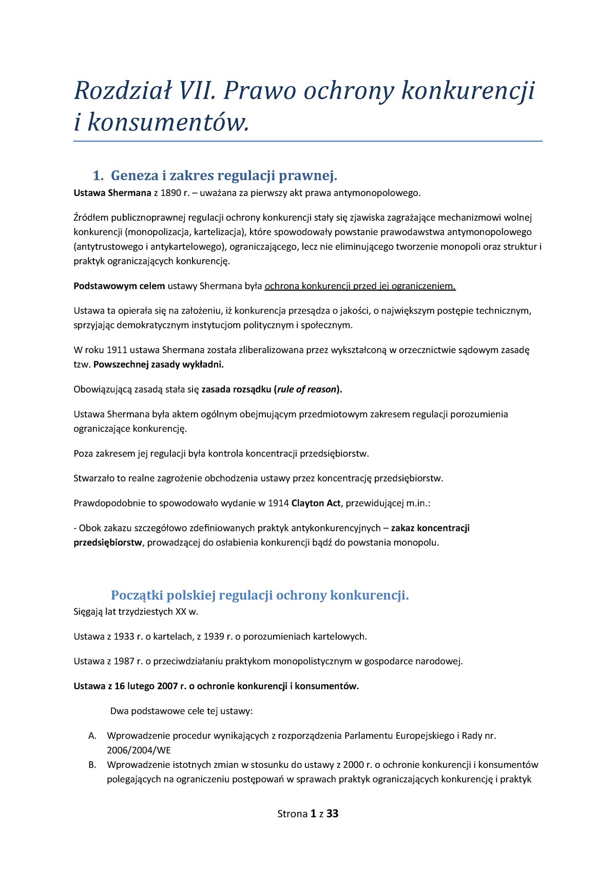 Prawo Ochrony Konkurencji - Skrypt Z Podręcznika VII Prawo Ochrony ...