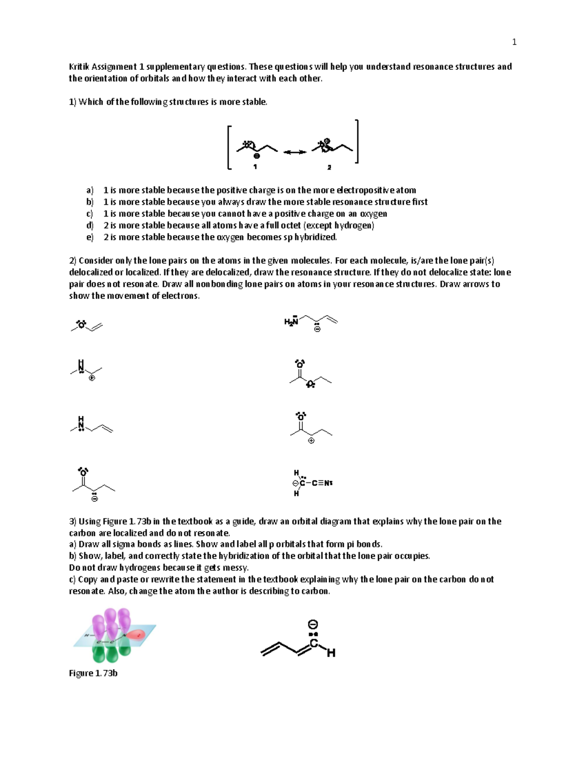 CHEM 266 pract questions - 1 Kritik Assignment 1 supplementary ...