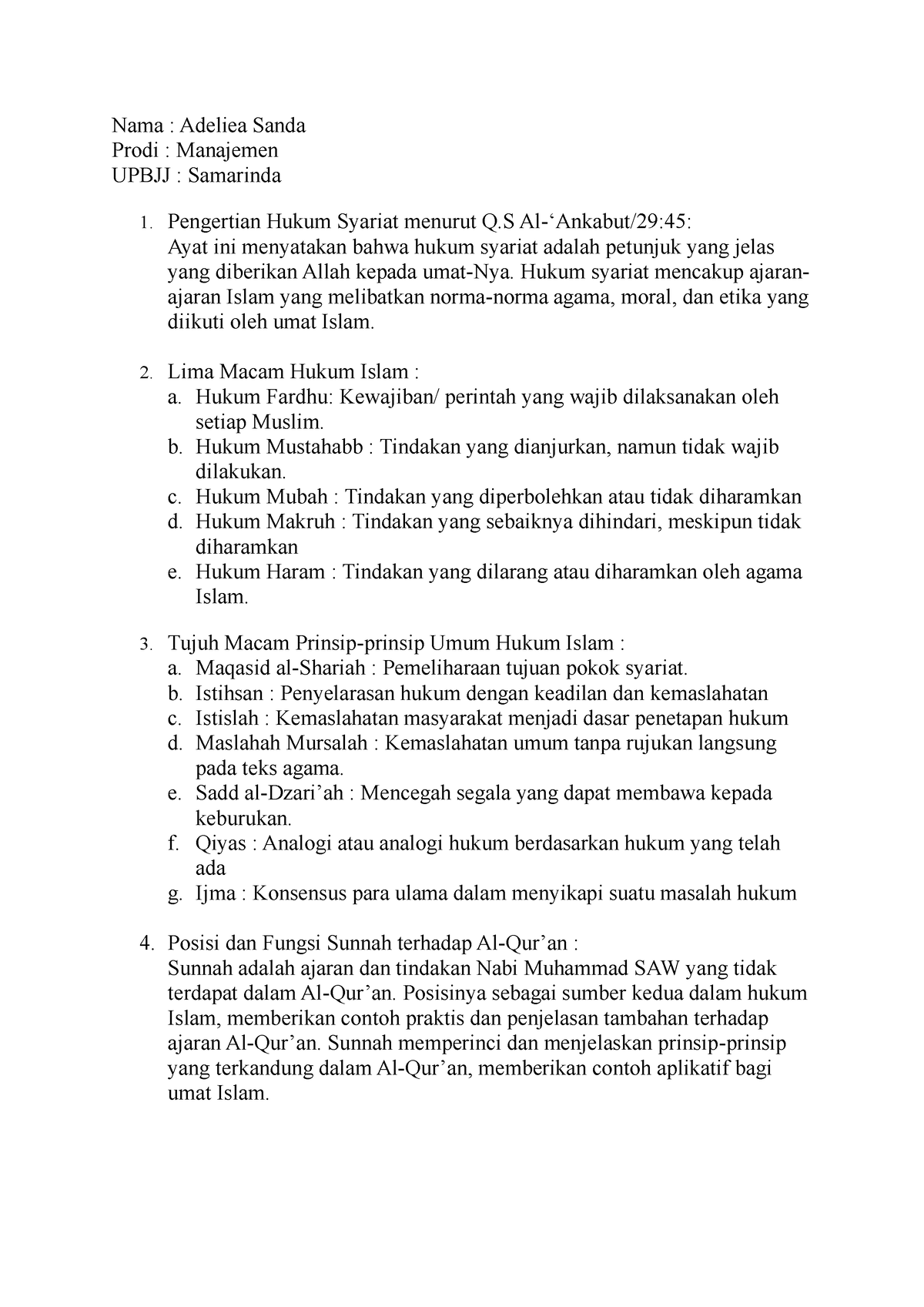 Tugas.2 Agama Islam Sesi 5 - Nama : Adeliea Sanda Prodi : Manajemen ...