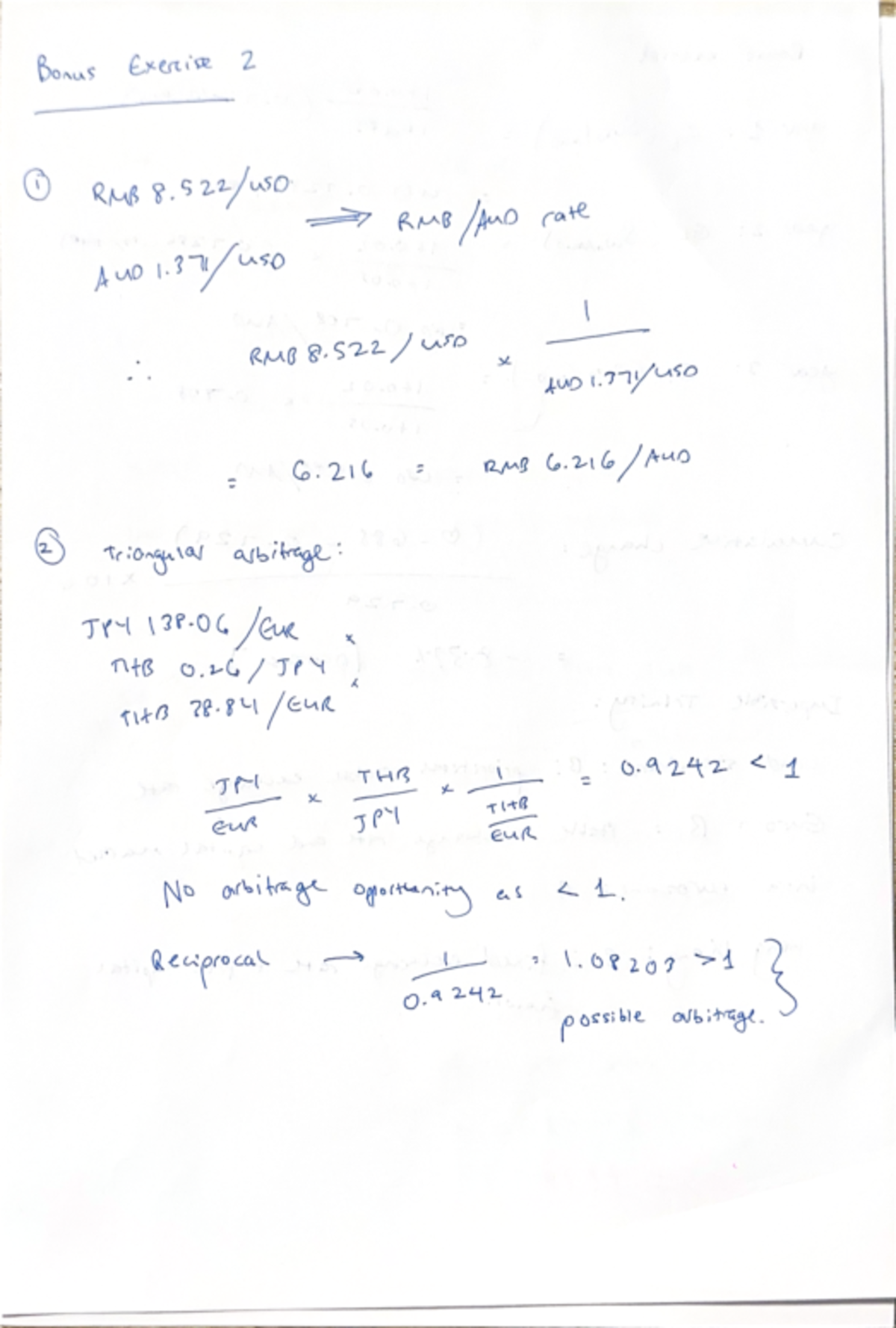 Week 2 Bonus Exercise - Bonus Exercise 2 RMB rate Auo RMB 8 USD x 6 RMB ...