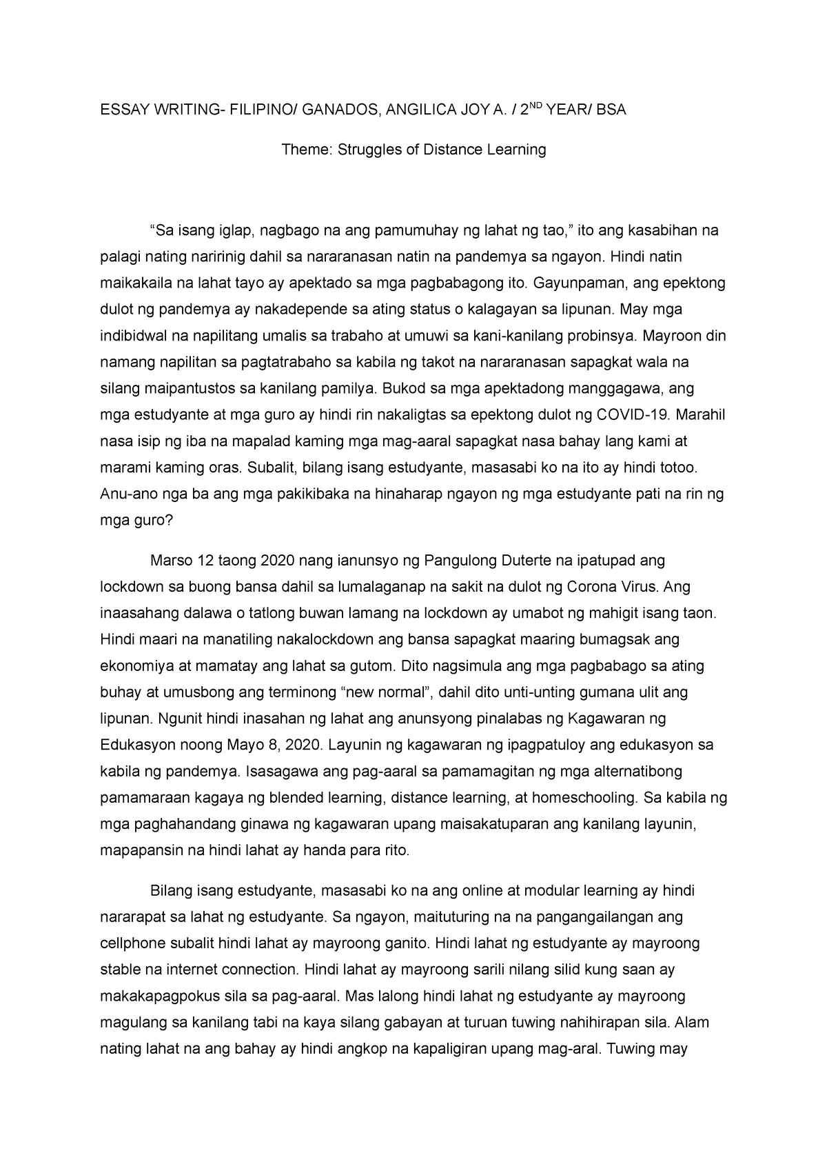 informative essay about filipino time