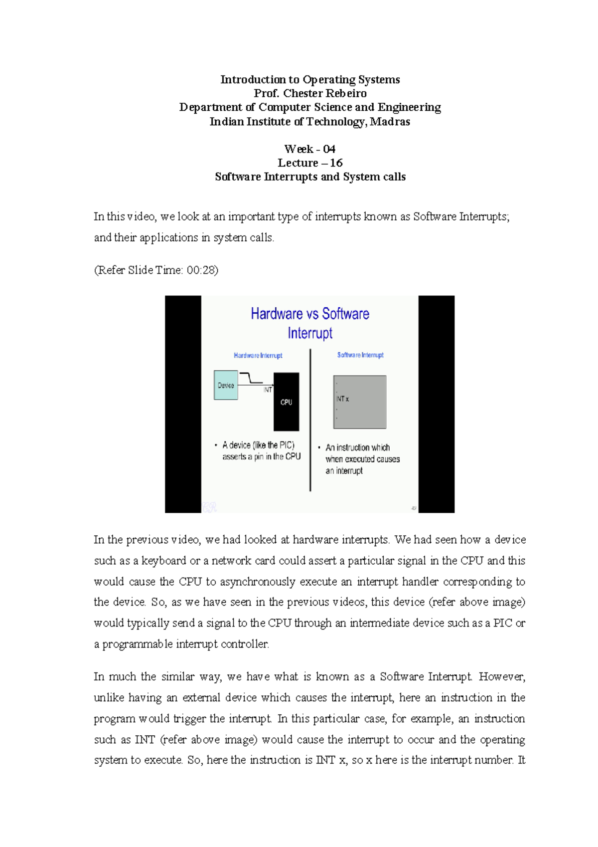 Lec17 - Notes - Introduction to Operating Systems Prof. Chester Rebeiro ...