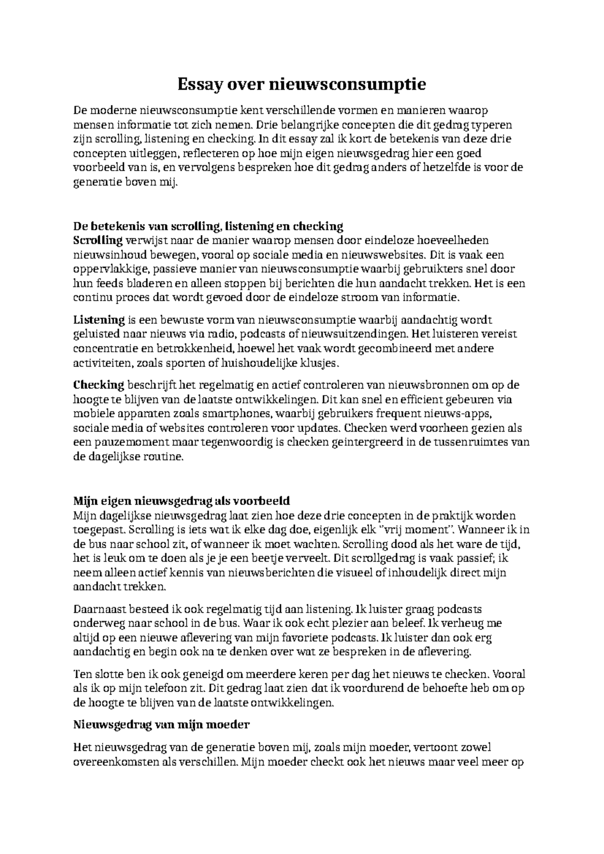 Essay over nieuwsconsumptie - Drie belangrijke concepten die dit gedrag ...