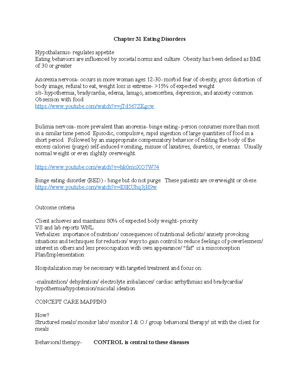 Unit+6+Mental+Health+lecture+1 - Chapter 31 Eating Disorders ...