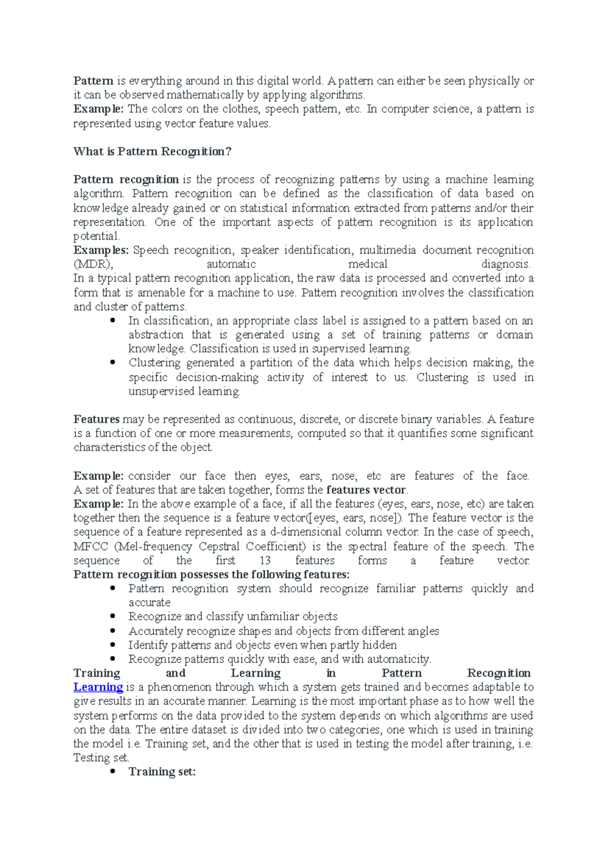 Pattern Recognition unit 1 - Pattern is everything around in this ...