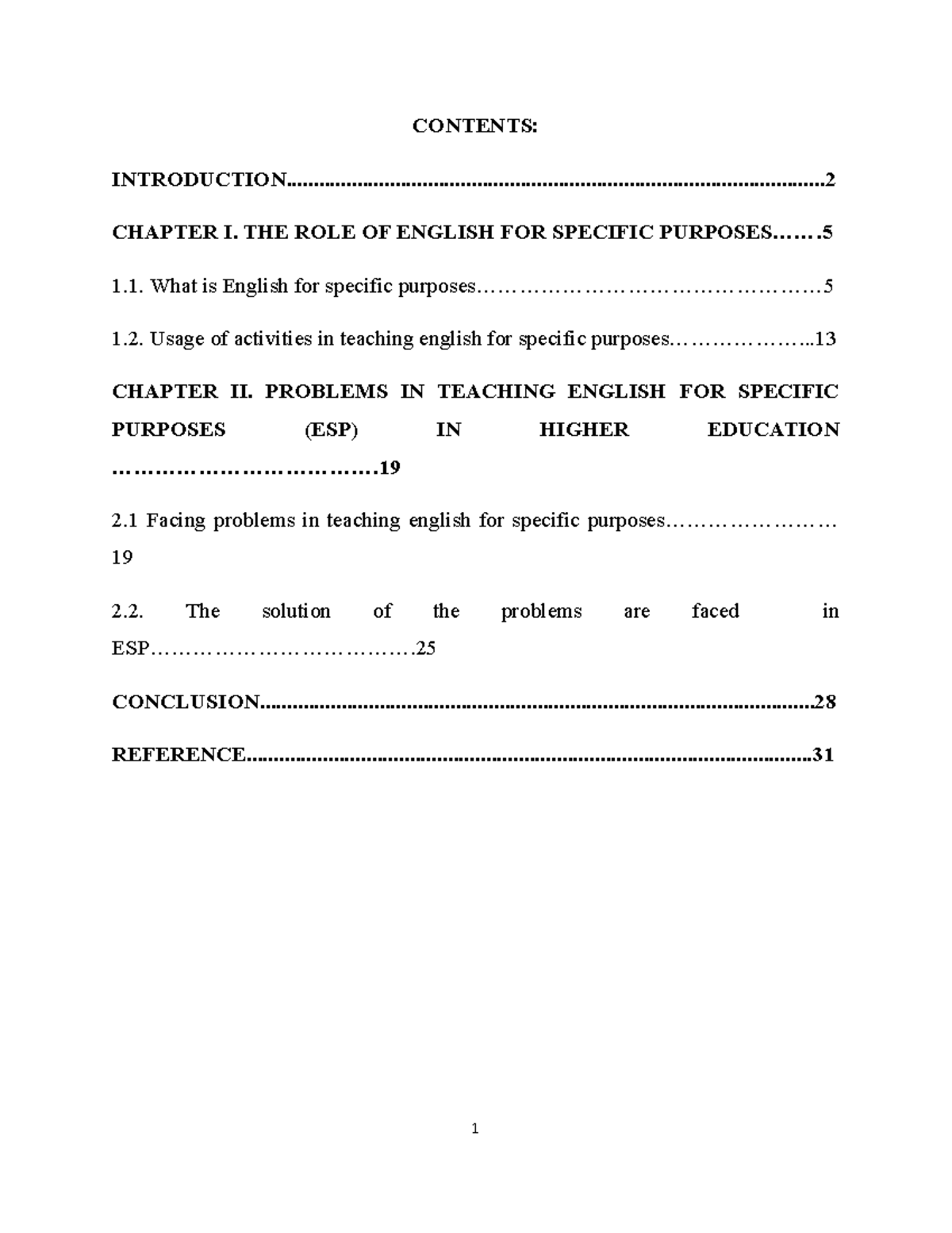 Activity in ESP - My homework on teaching misses all the OG of global  English as a second language - StuDocu